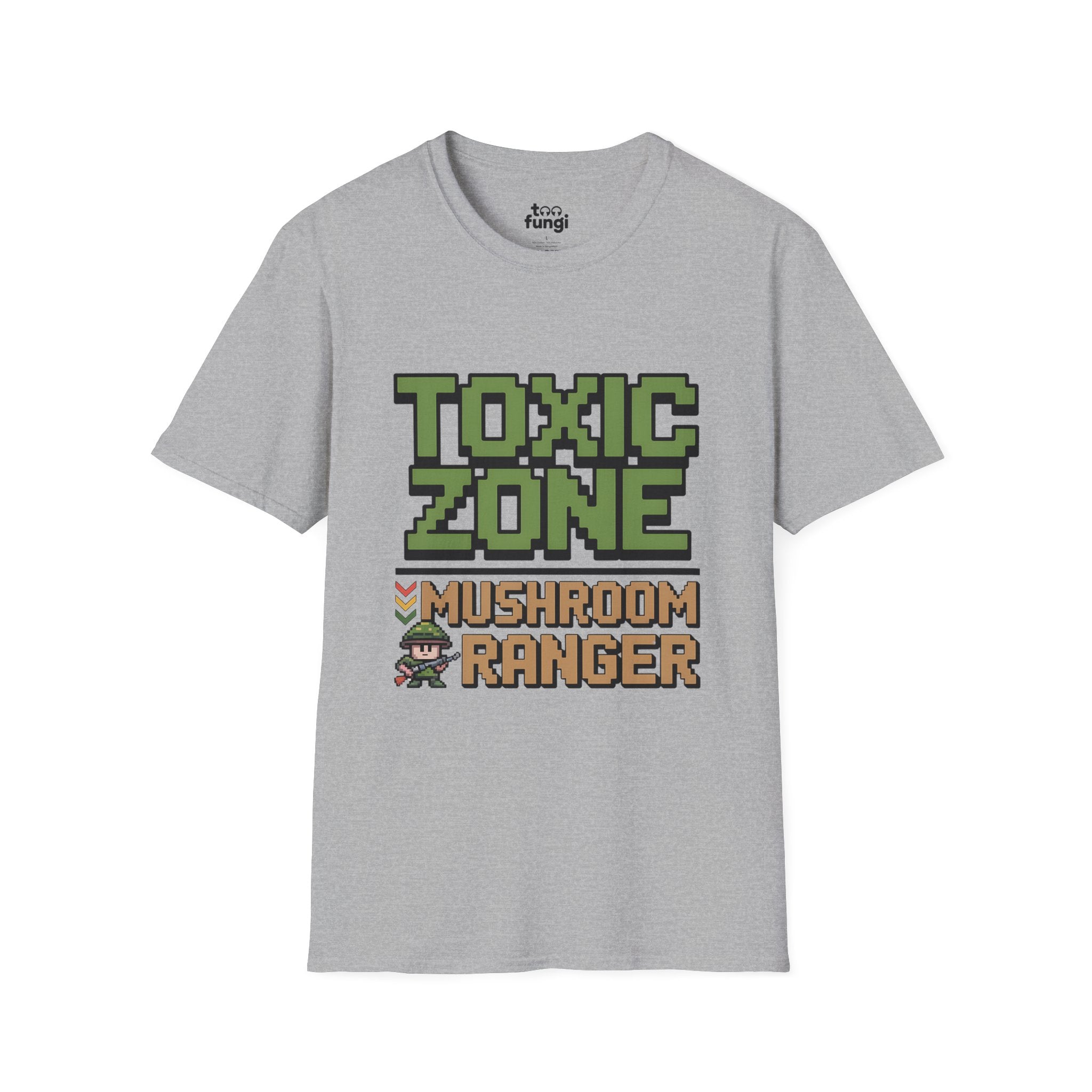 Toxic Zone Mushroom Ranger 8-Bit Hazmat Badge T-Shirt