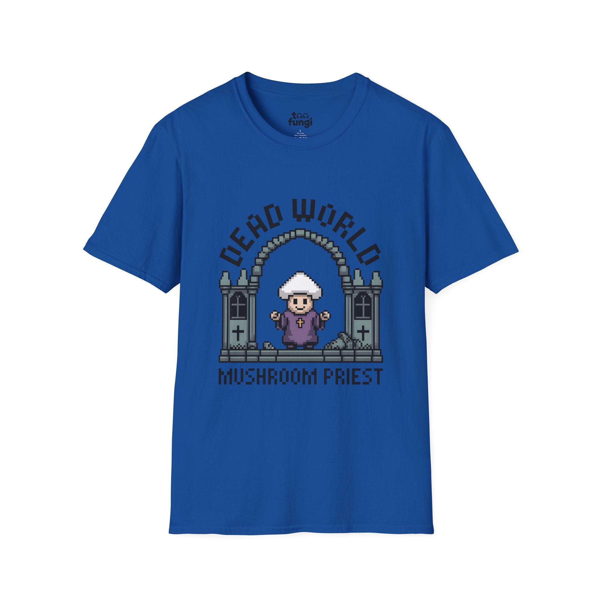 Dead World Mushroom Priest 8-Bit Gothic Badge T-Shirt