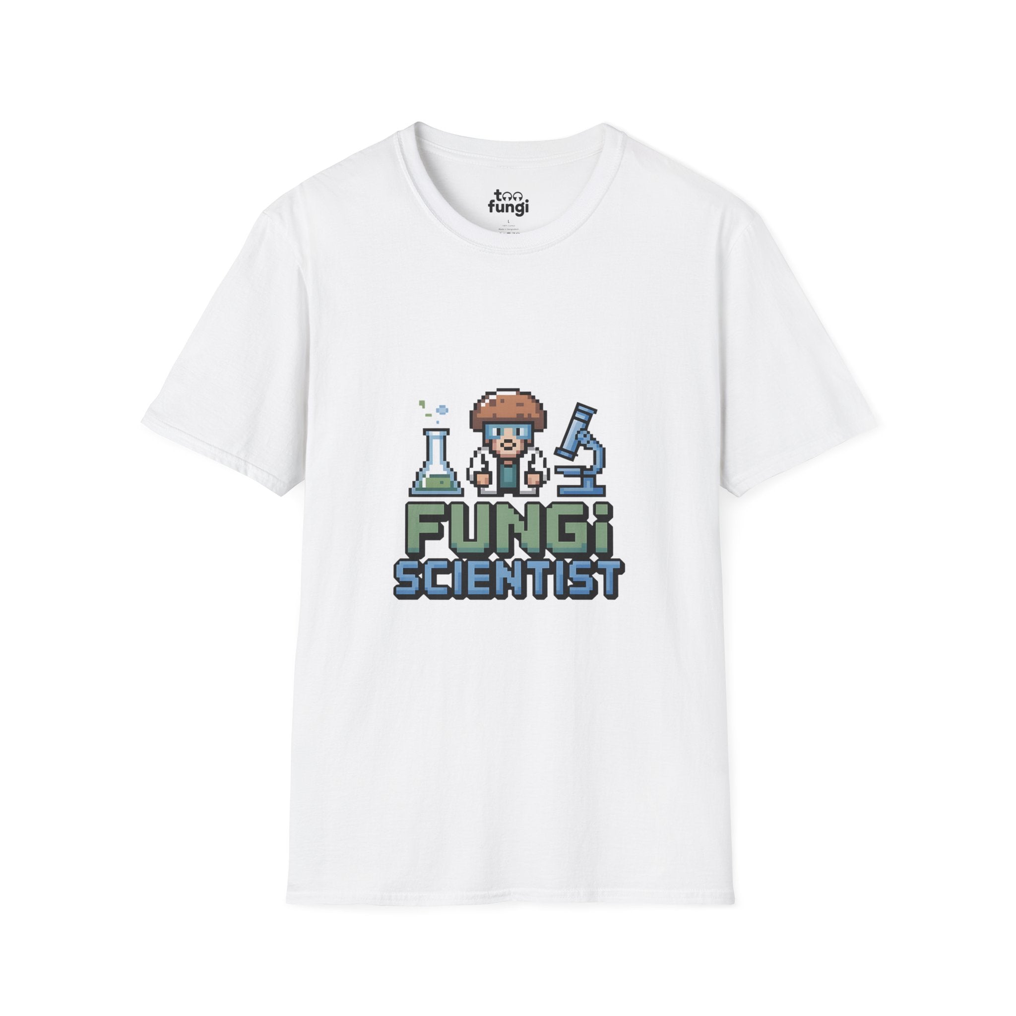 Fungi Scientist 8-Bit Laboratory Research Badge T-Shirt