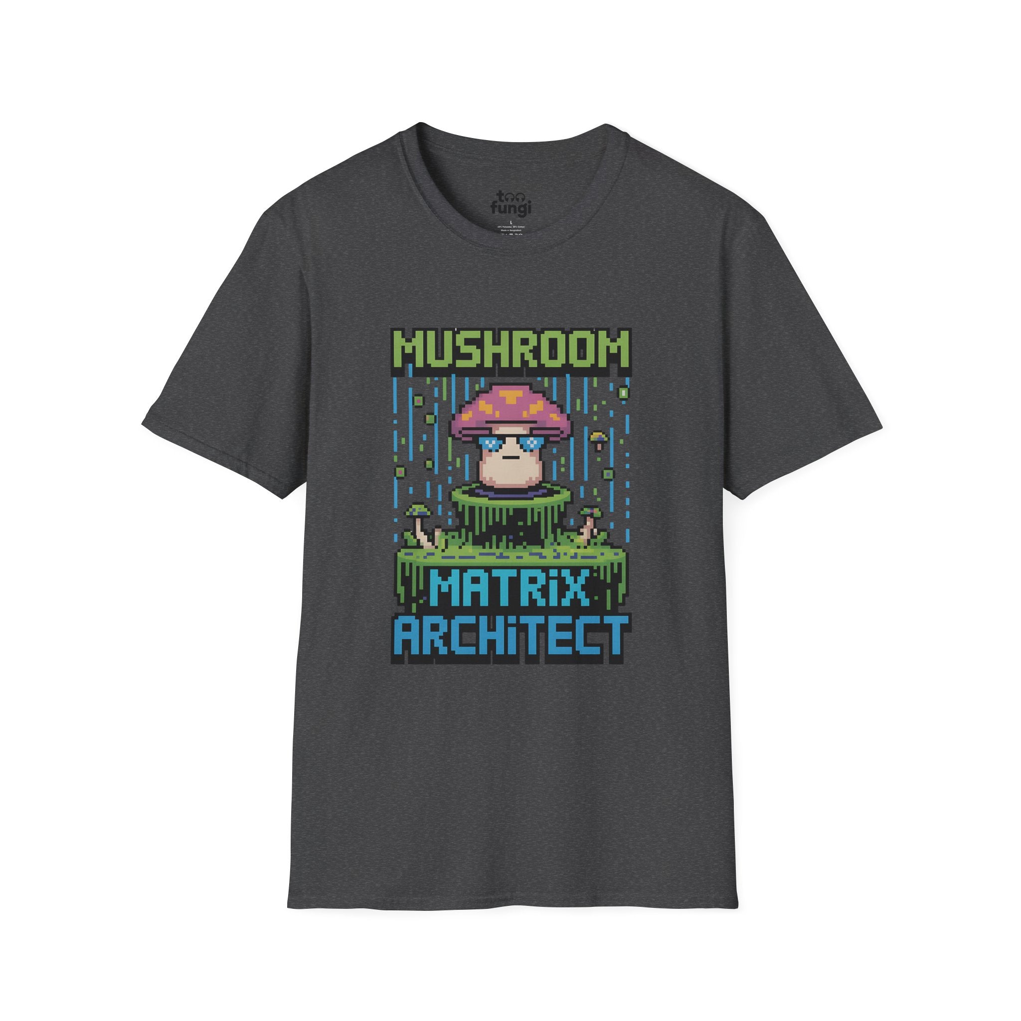 Mushroom Matrix Architect 8-Bit Cyberpunk T-Shirt