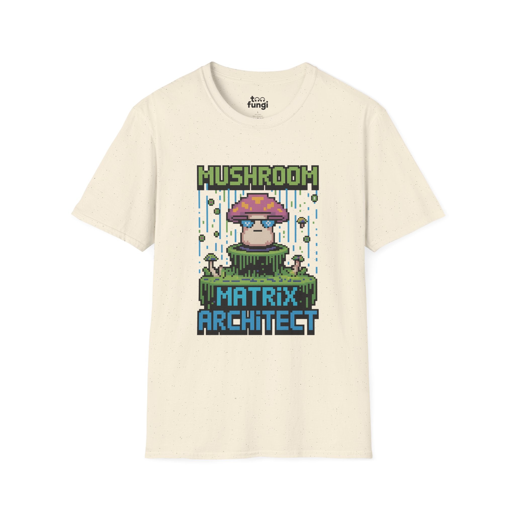 Mushroom Matrix Architect 8-Bit Cyberpunk T-Shirt