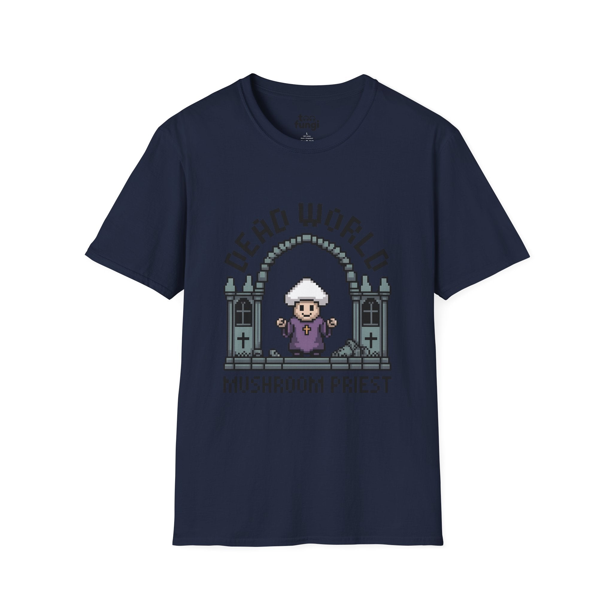 Dead World Mushroom Priest 8-Bit Gothic Badge T-Shirt