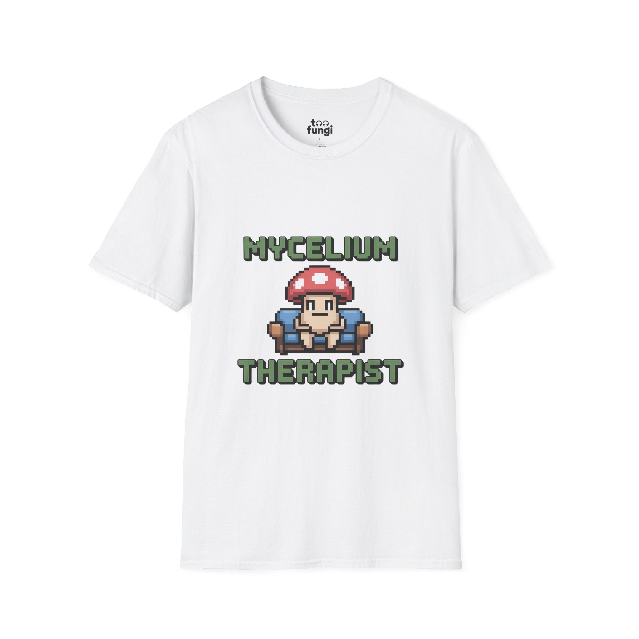 Mycelium Therapist 8-Bit Healing Network Badge T-Shirt