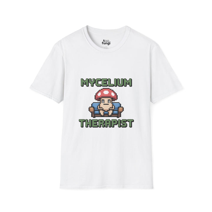 Mycelium Therapist 8-Bit Healing Network Badge T-Shirt