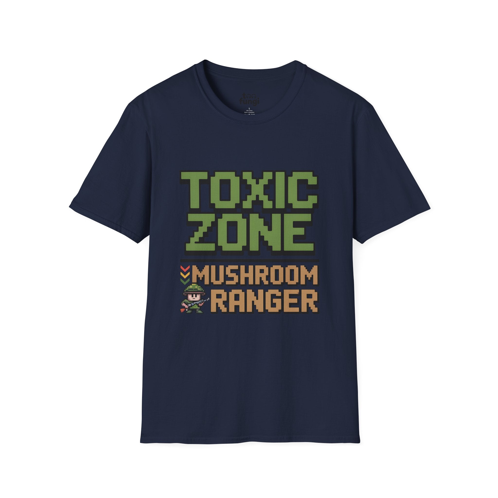 Toxic Zone Mushroom Ranger 8-Bit Hazmat Badge T-Shirt