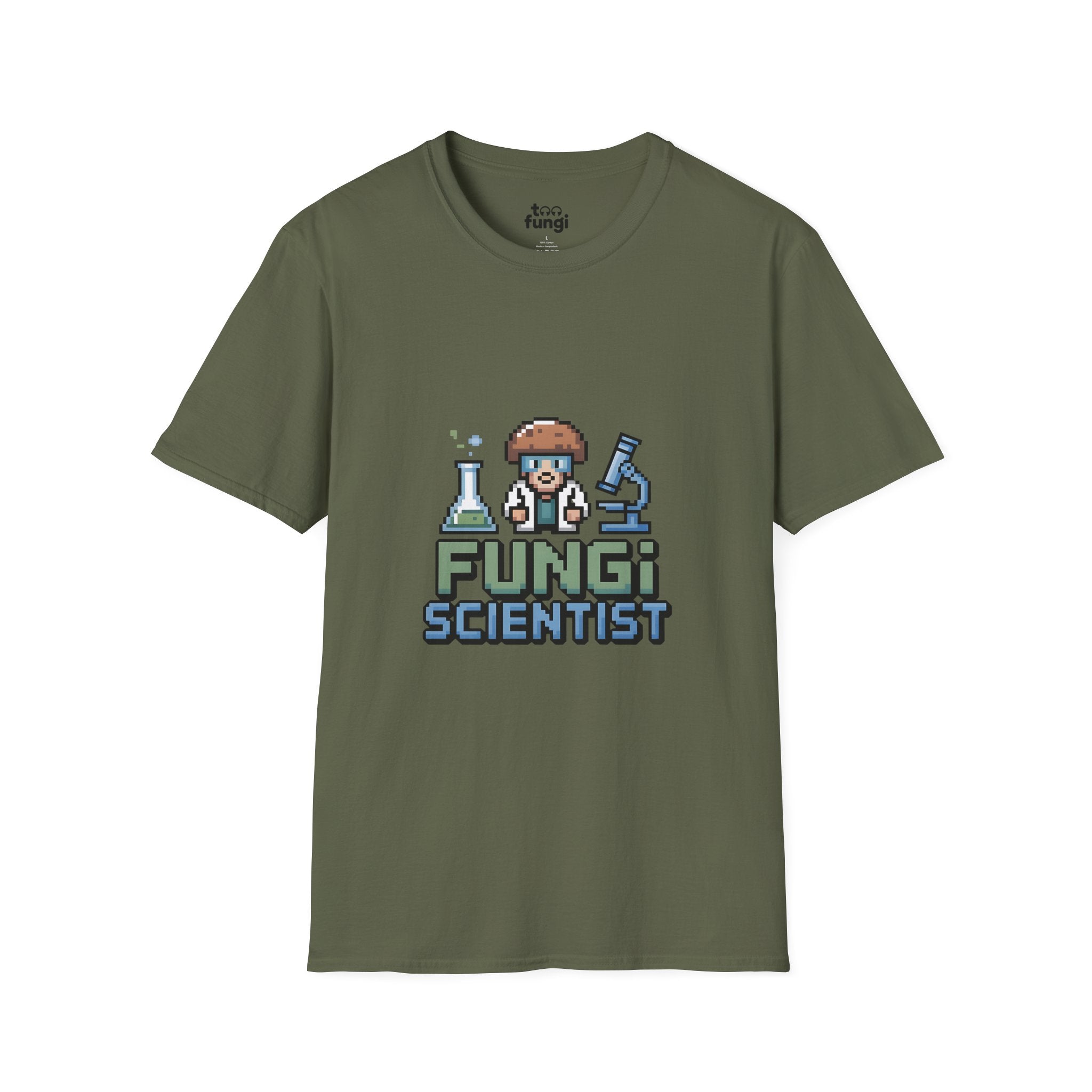 Fungi Scientist 8-Bit Laboratory Research Badge T-Shirt