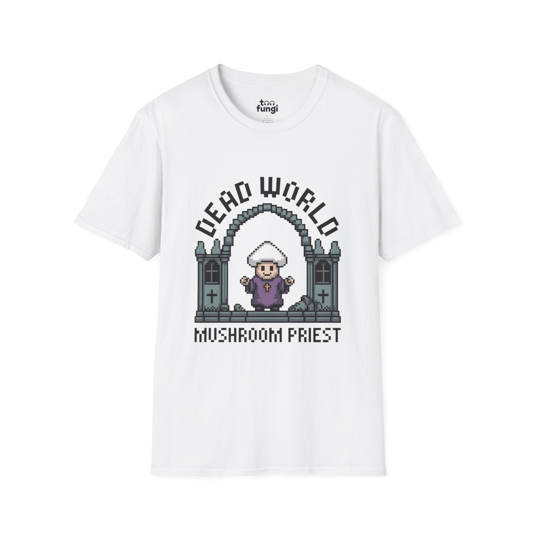Dead World Mushroom Priest 8-Bit Gothic Badge T-Shirt