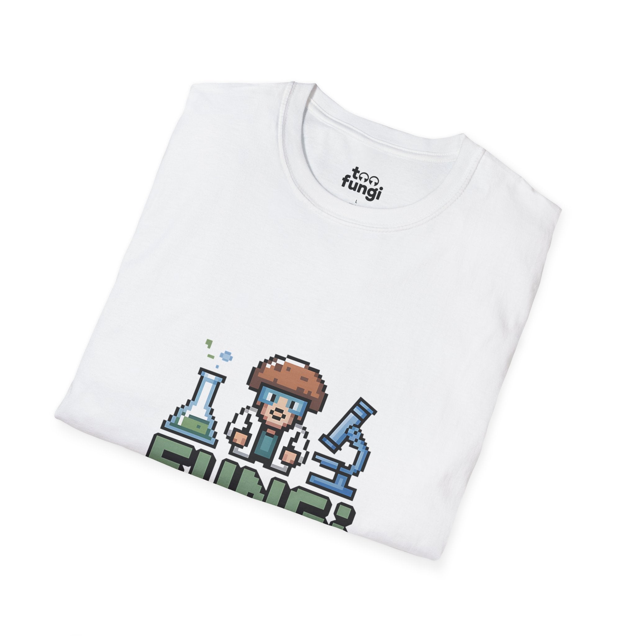 Fungi Scientist 8-Bit Laboratory Research Badge T-Shirt