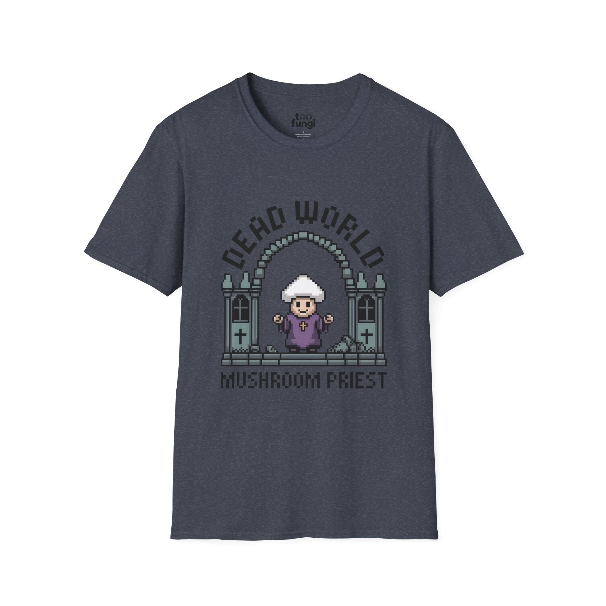 Dead World Mushroom Priest 8-Bit Gothic Badge T-Shirt