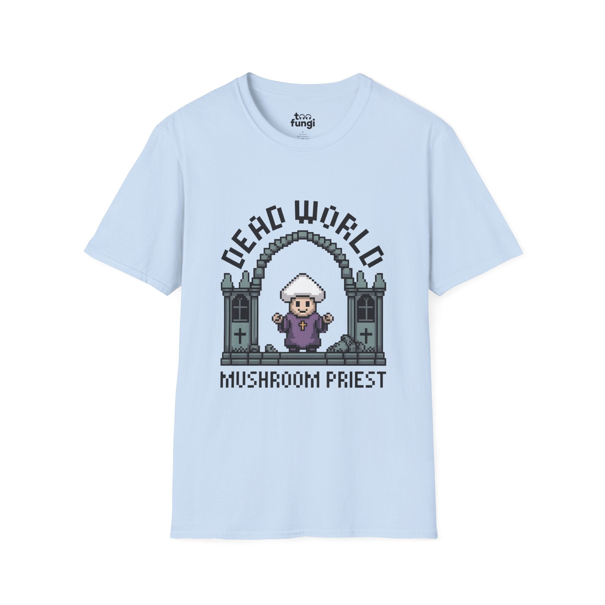 Dead World Mushroom Priest 8-Bit Gothic Badge T-Shirt