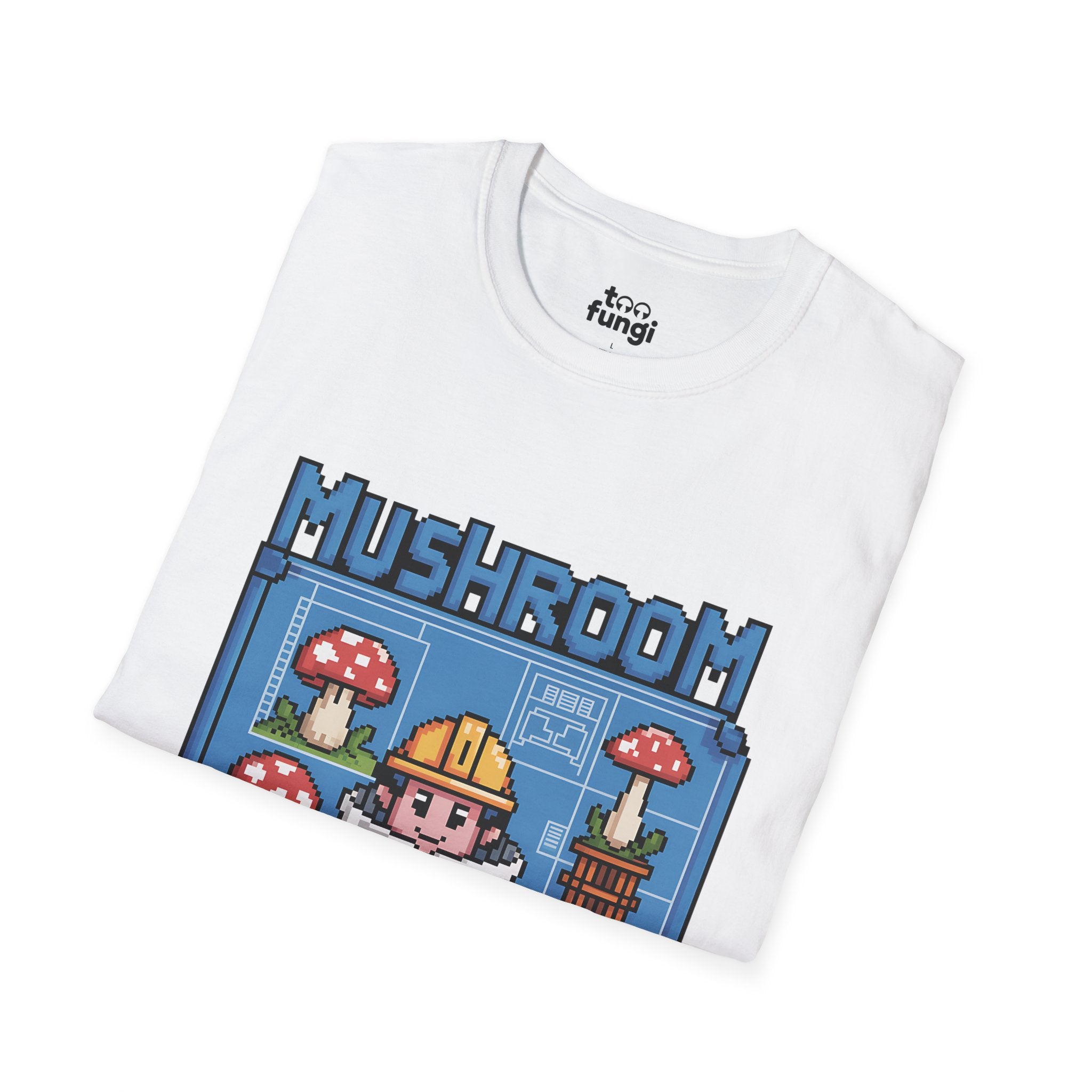 Mushroom Architect 8-Bit Construction Badge T-Shirt