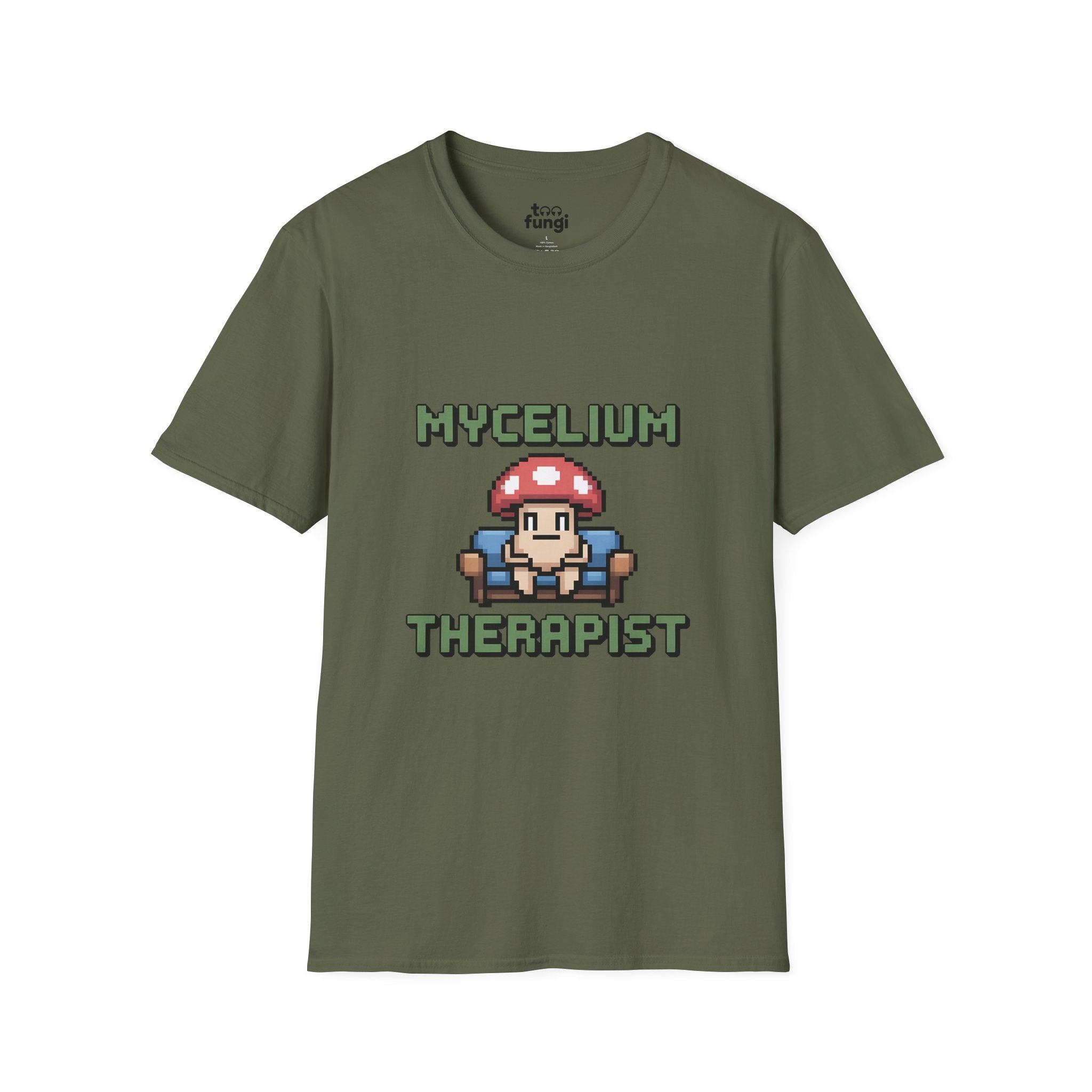 Mycelium Therapist 8-Bit Healing Network Badge T-Shirt