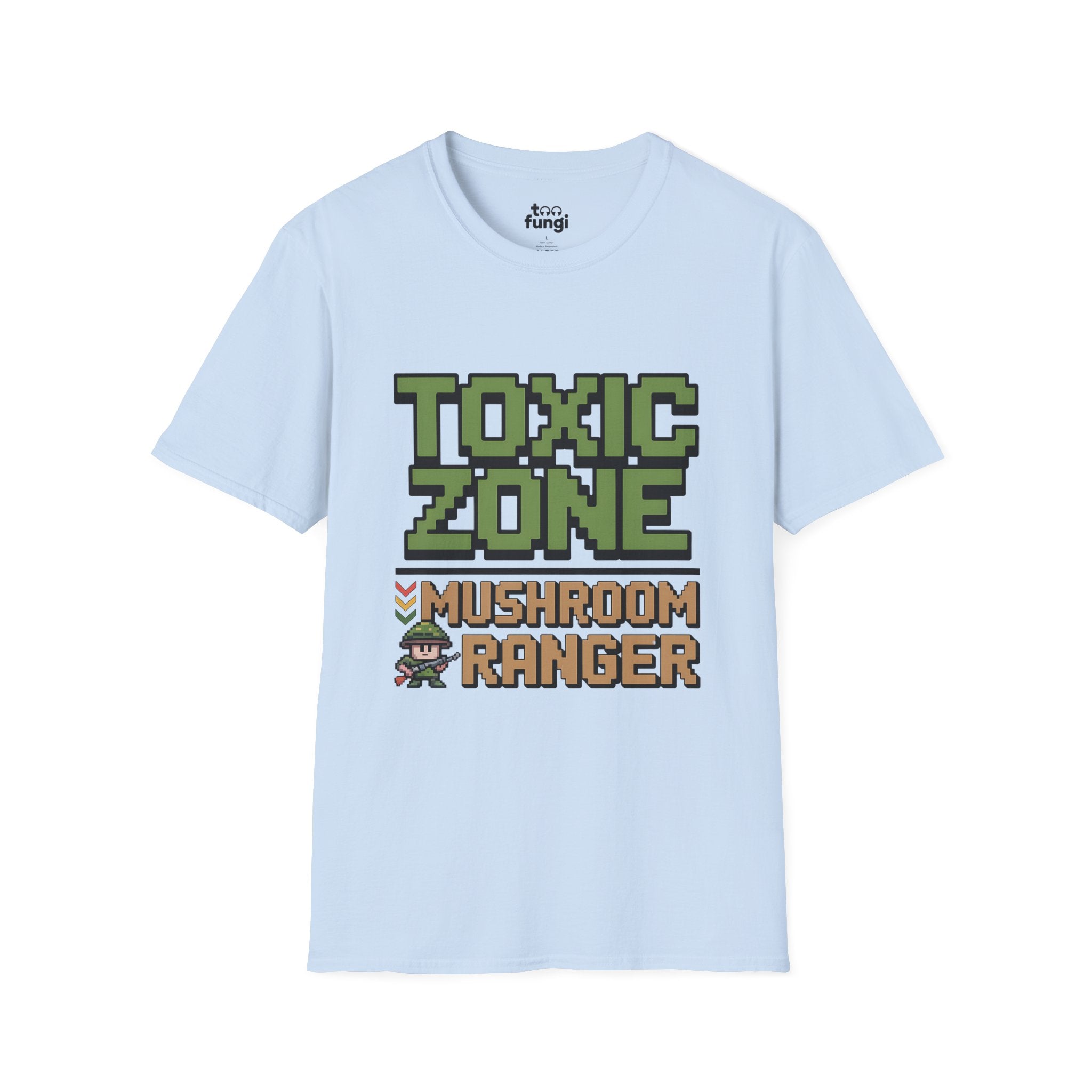 Toxic Zone Mushroom Ranger 8-Bit Hazmat Badge T-Shirt