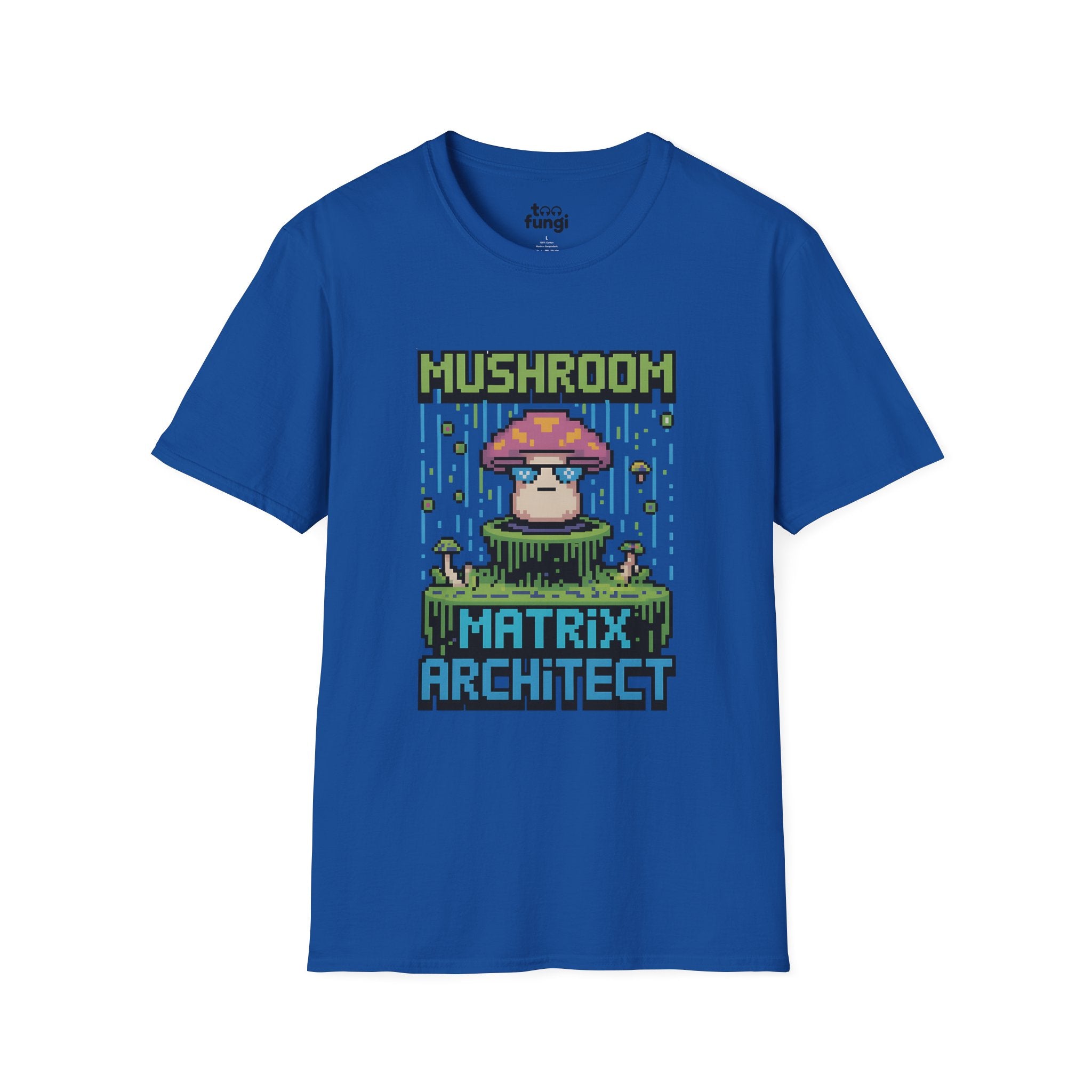 Mushroom Matrix Architect 8-Bit Cyberpunk T-Shirt
