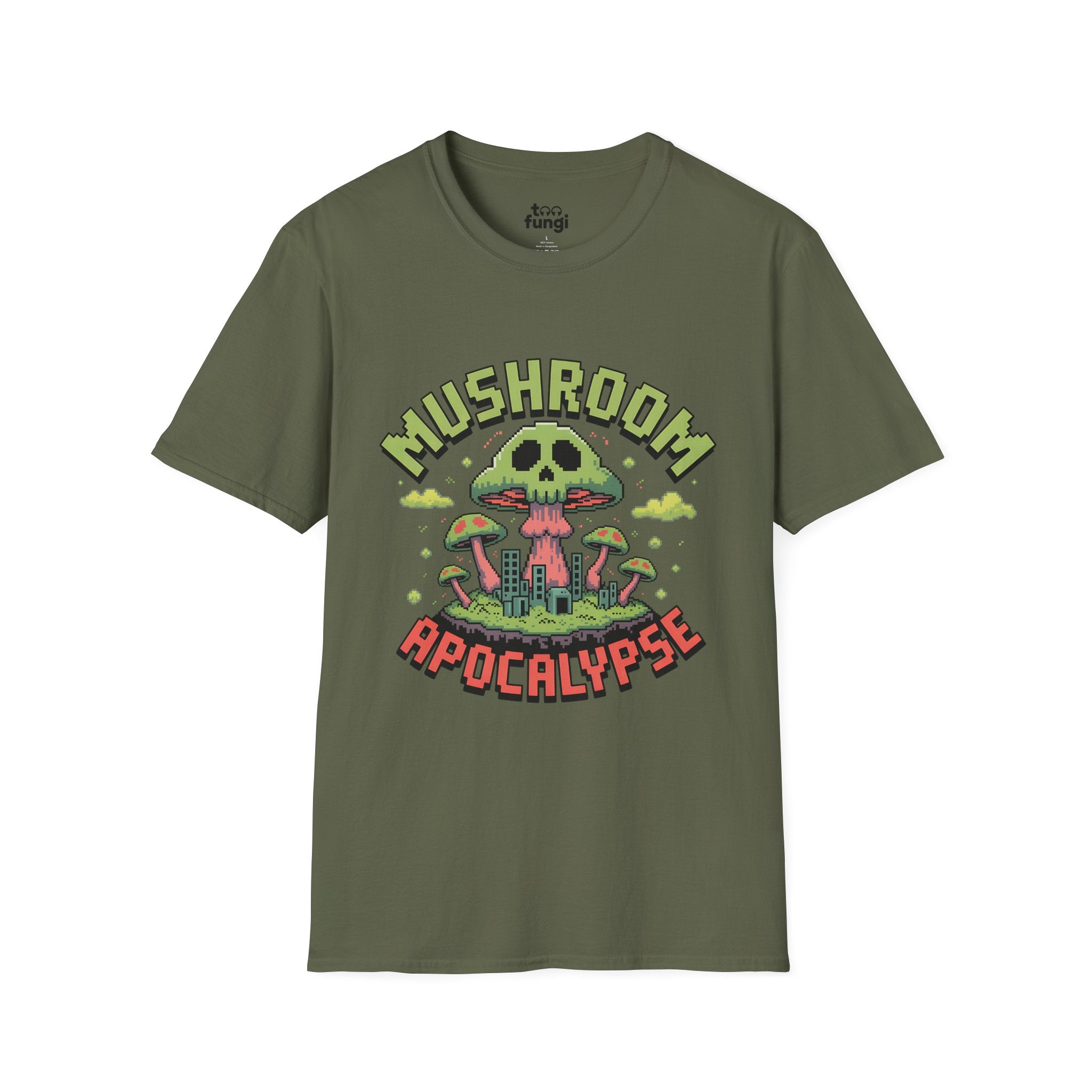 Mushroom Apocalypse 8-Bit Survival Badge T-Shirt