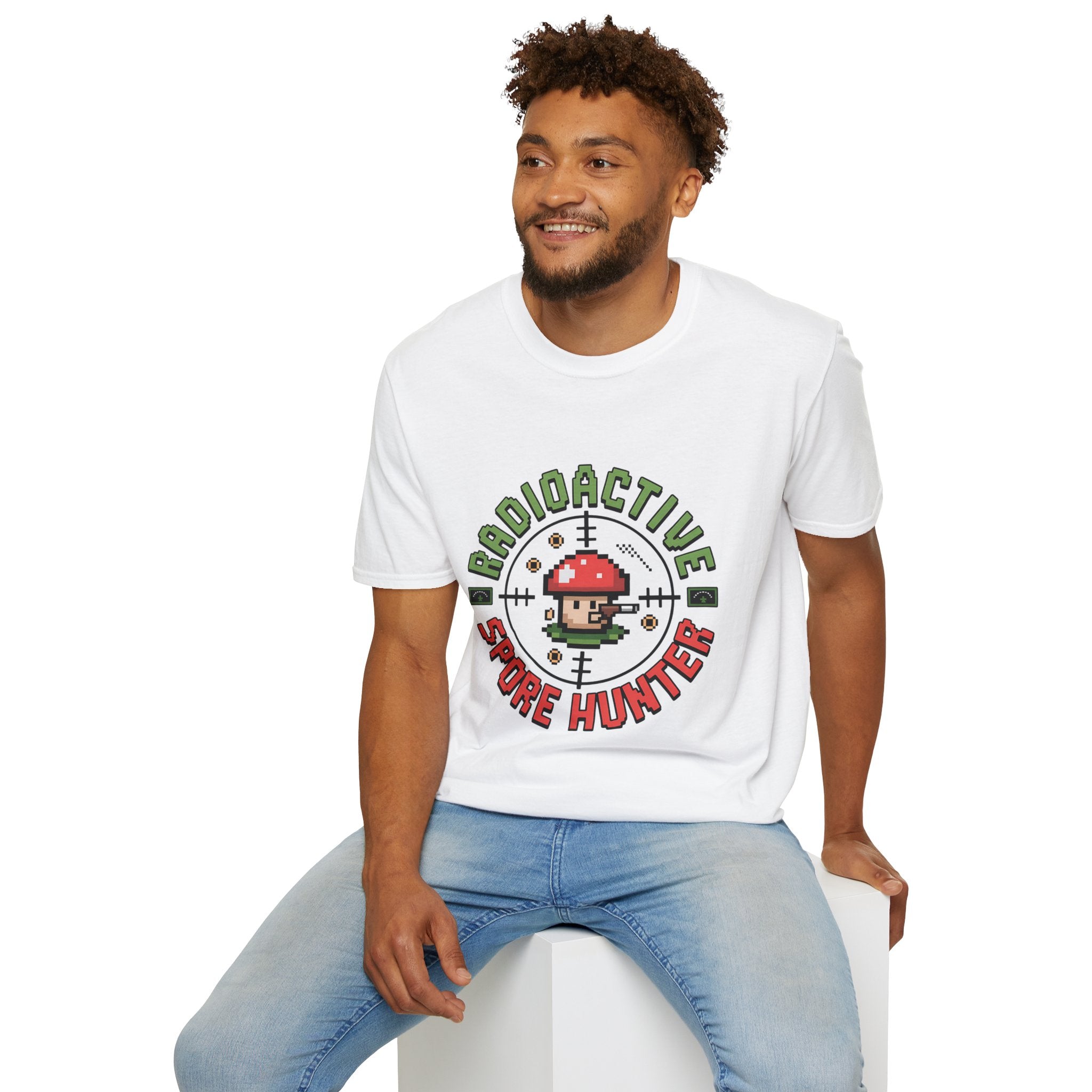 Bioactive Spore Hunter 8-Bit Research Badge T-Shirt