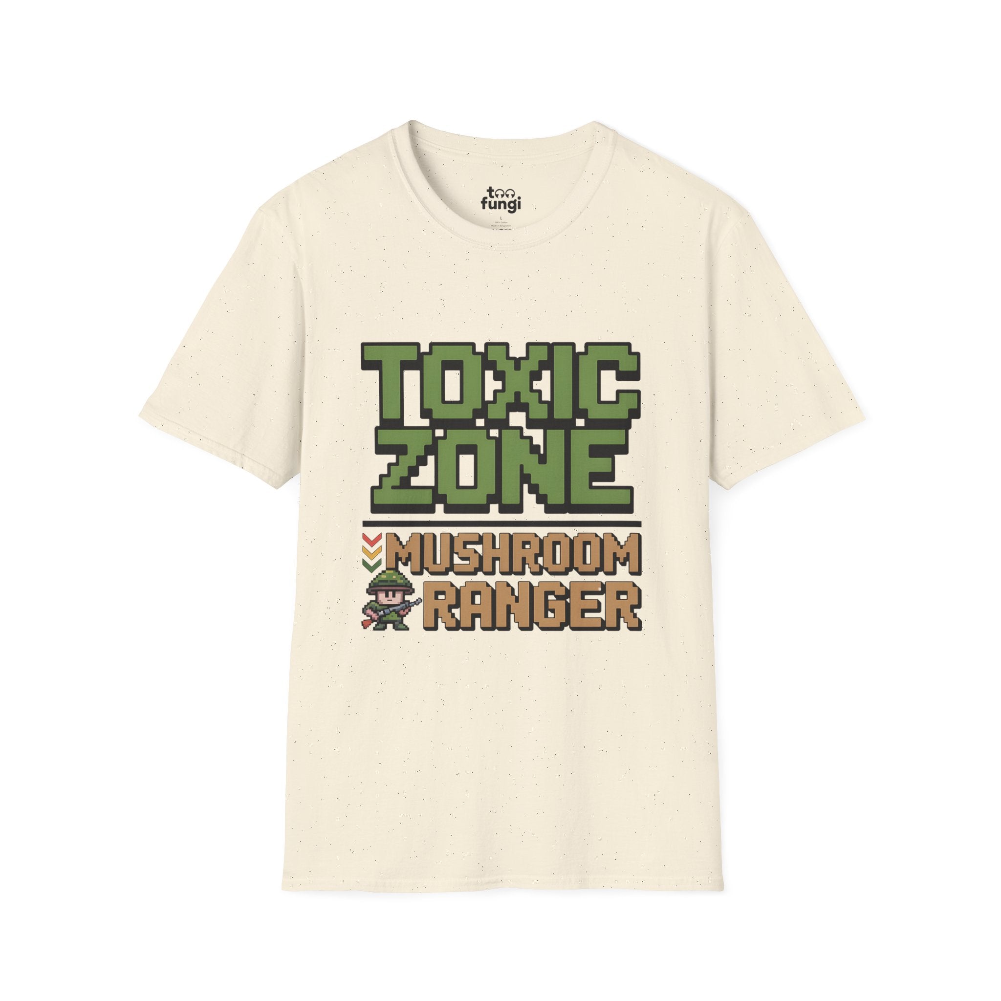 Toxic Zone Mushroom Ranger 8-Bit Hazmat Badge T-Shirt