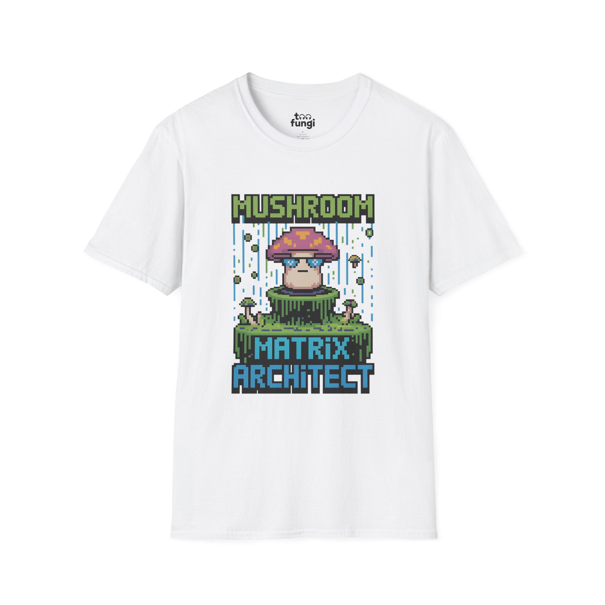 Mushroom Matrix Architect 8-Bit Cyberpunk T-Shirt