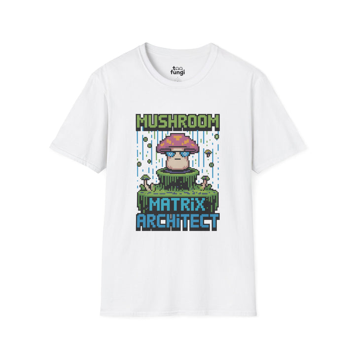 Mushroom Matrix Architect 8-Bit Cyberpunk T-Shirt