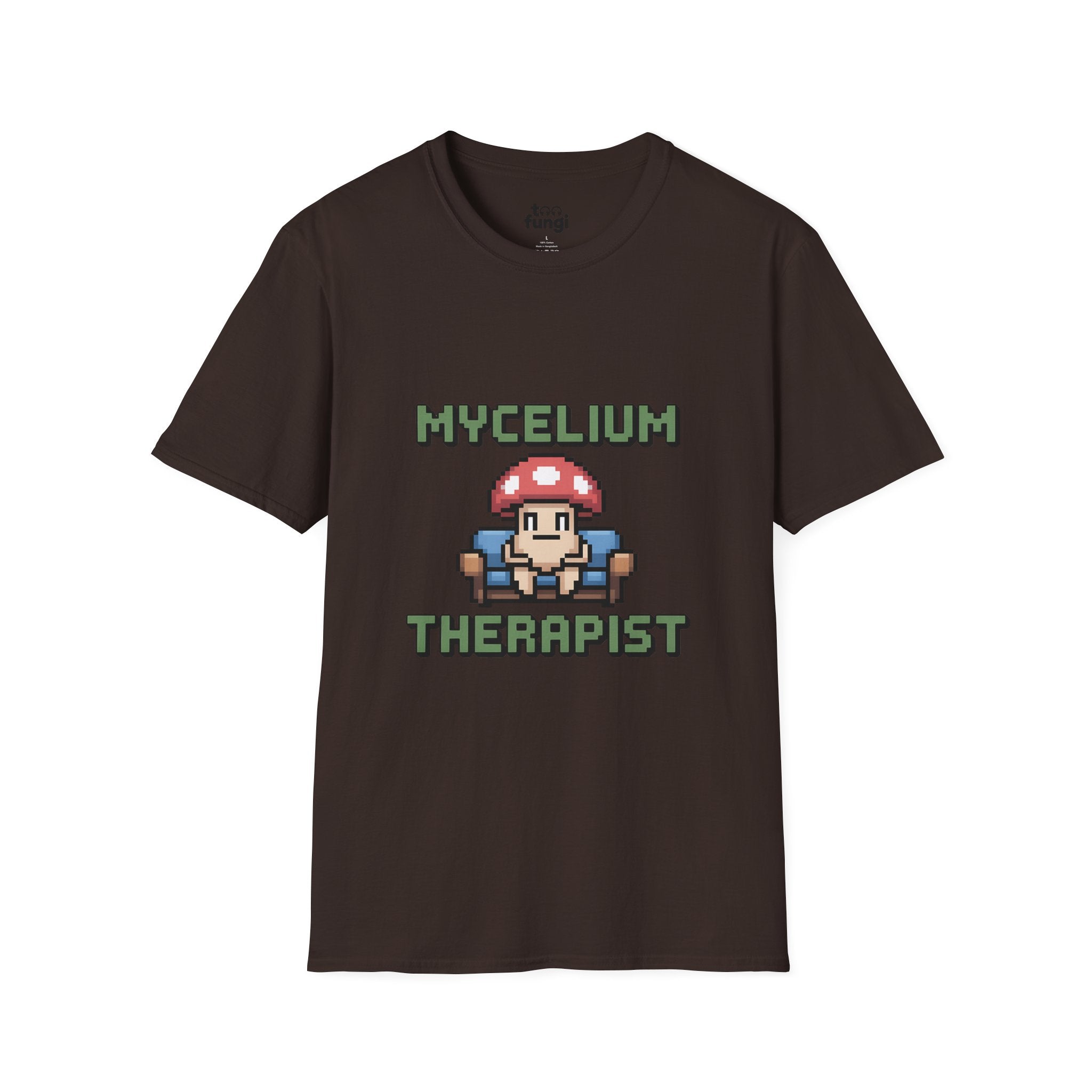 Mycelium Therapist 8-Bit Healing Network Badge T-Shirt