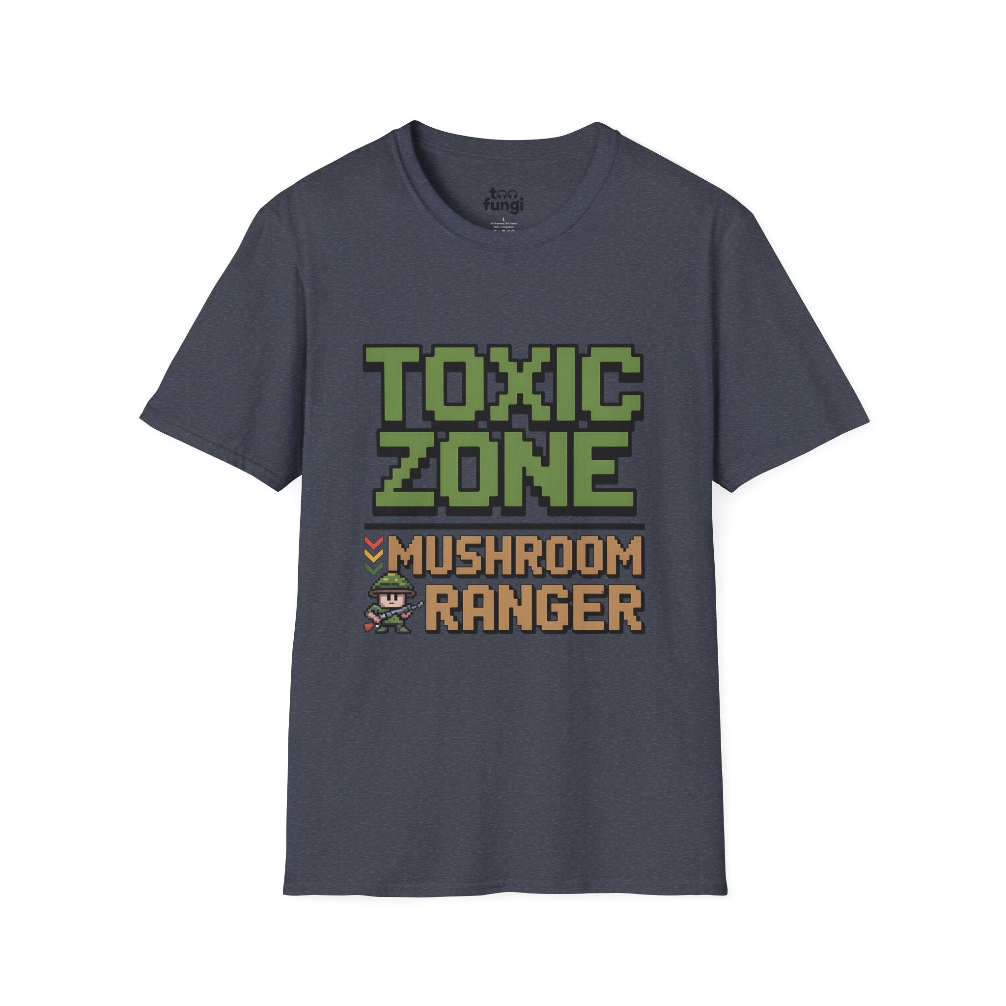 Toxic Zone Mushroom Ranger 8-Bit Hazmat Badge T-Shirt