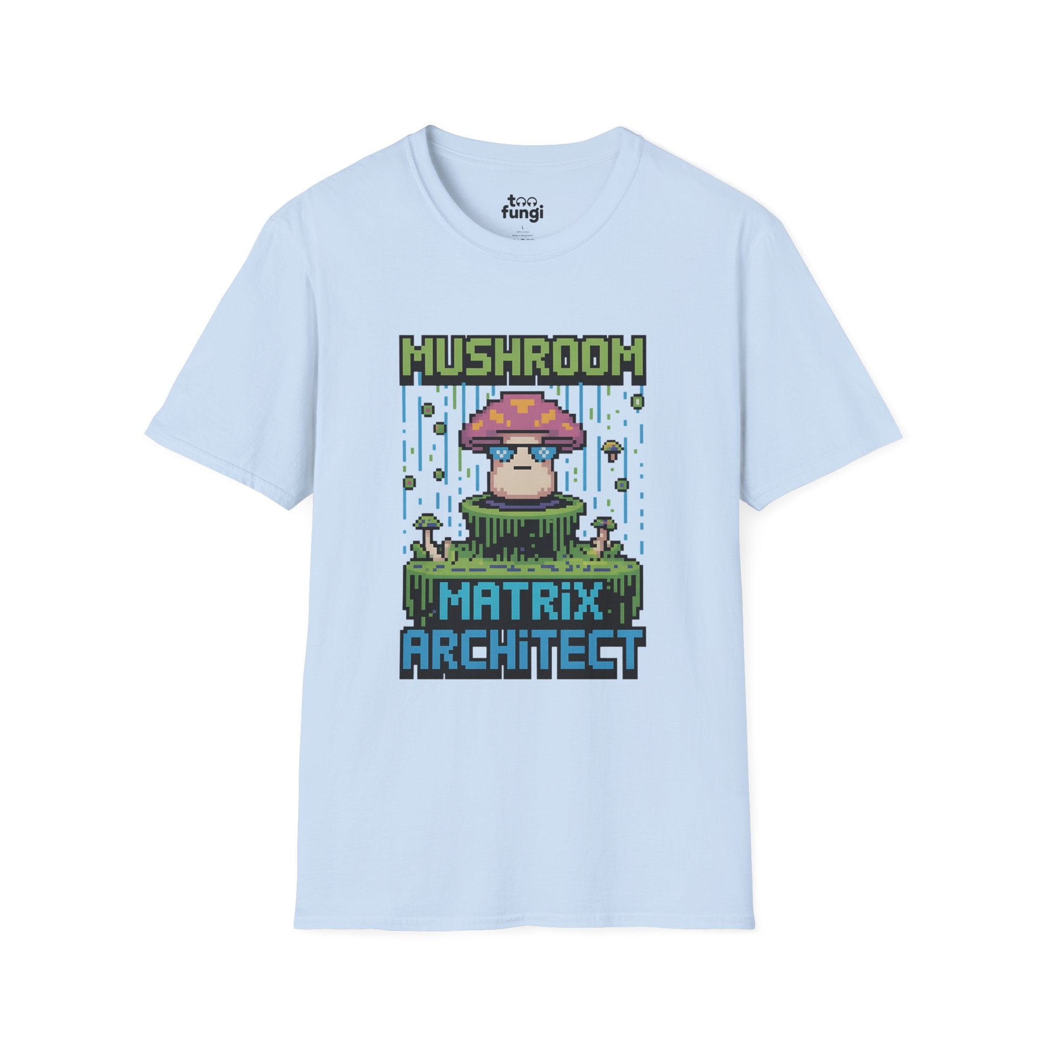 Mushroom Matrix Architect 8-Bit Cyberpunk T-Shirt
