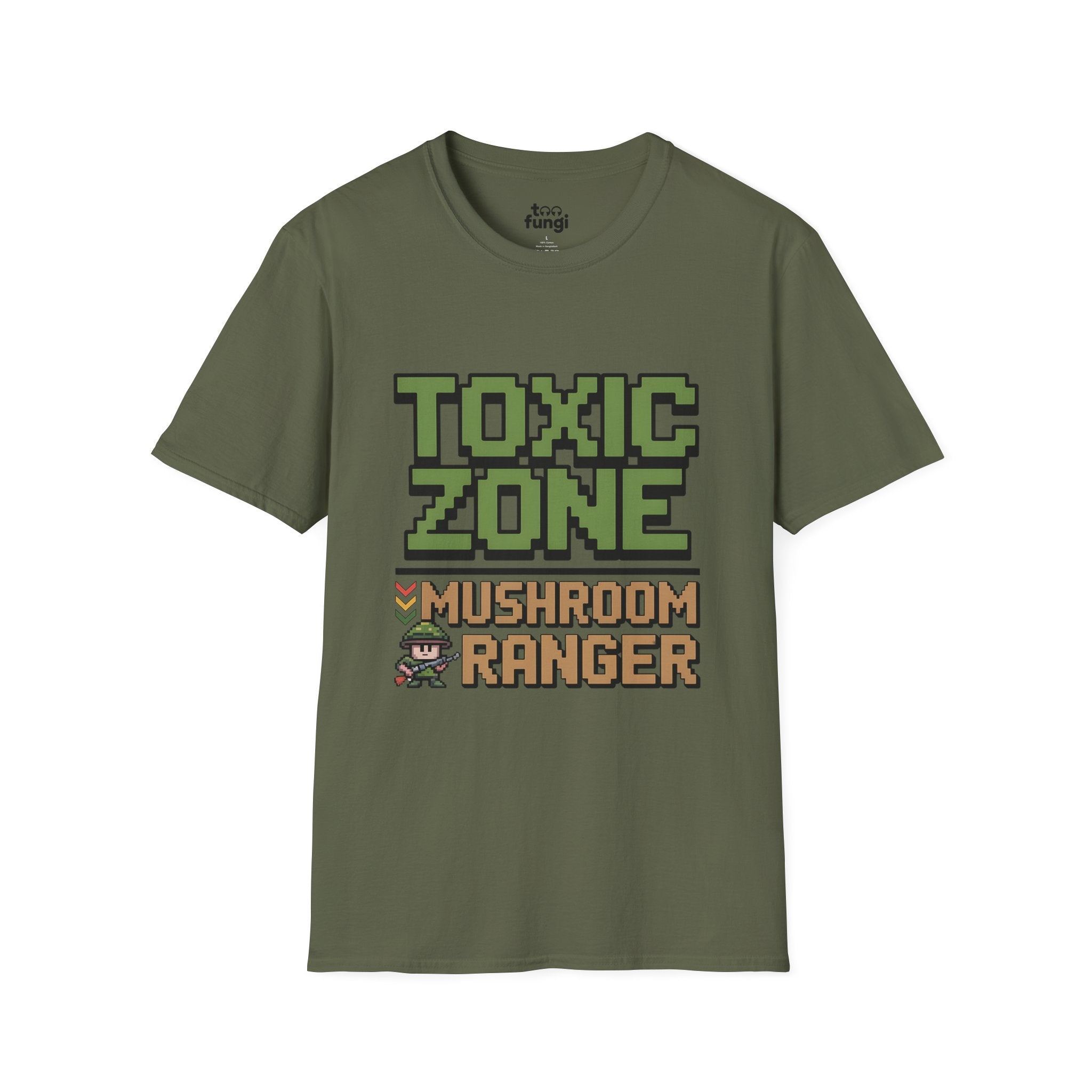 Toxic Zone Mushroom Ranger 8-Bit Hazmat Badge T-Shirt