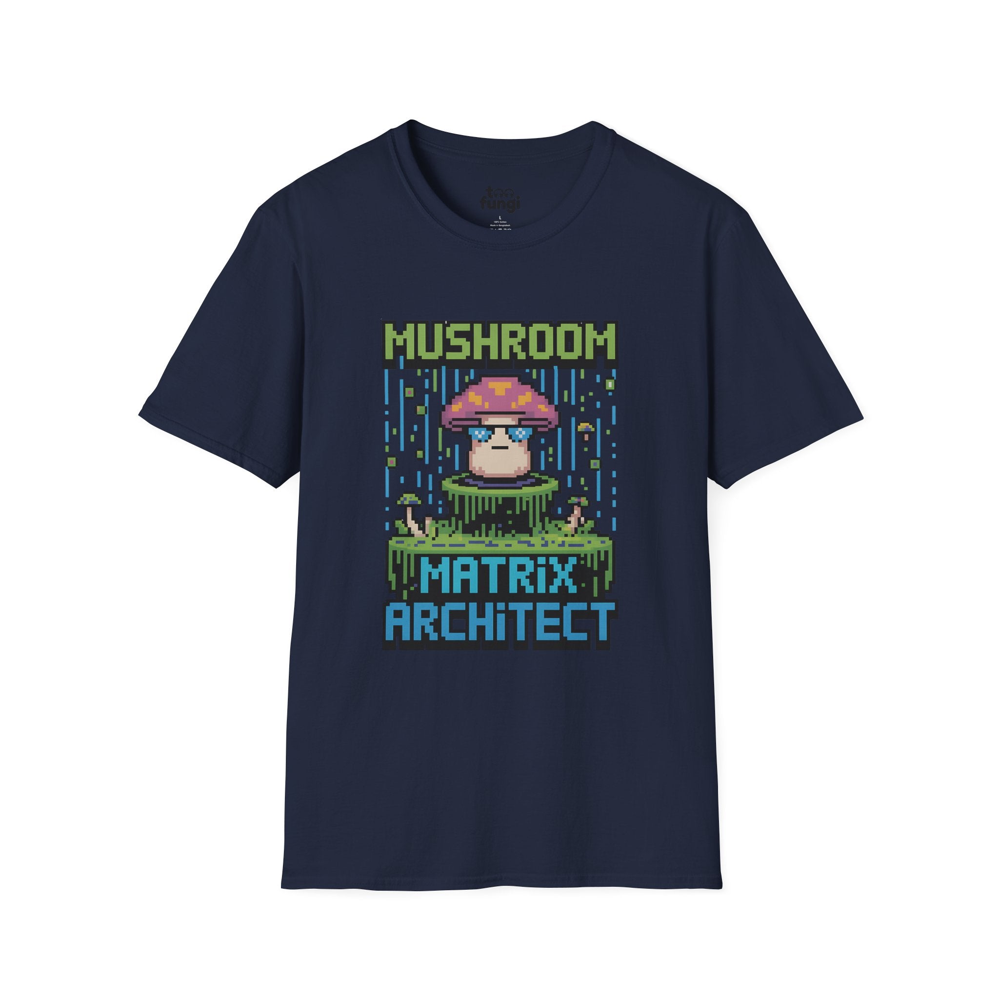 Mushroom Matrix Architect 8-Bit Cyberpunk T-Shirt