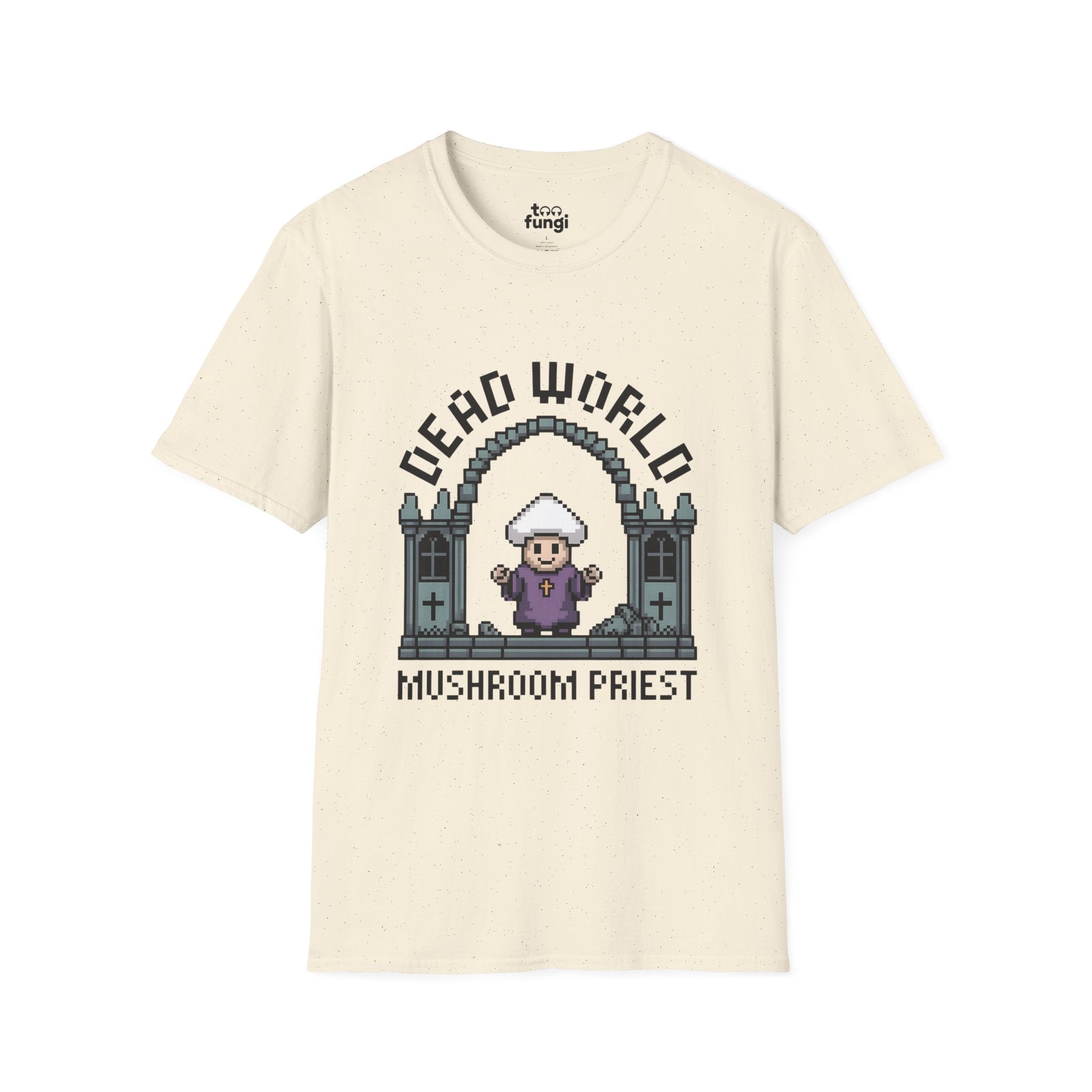 Dead World Mushroom Priest 8-Bit Gothic Badge T-Shirt