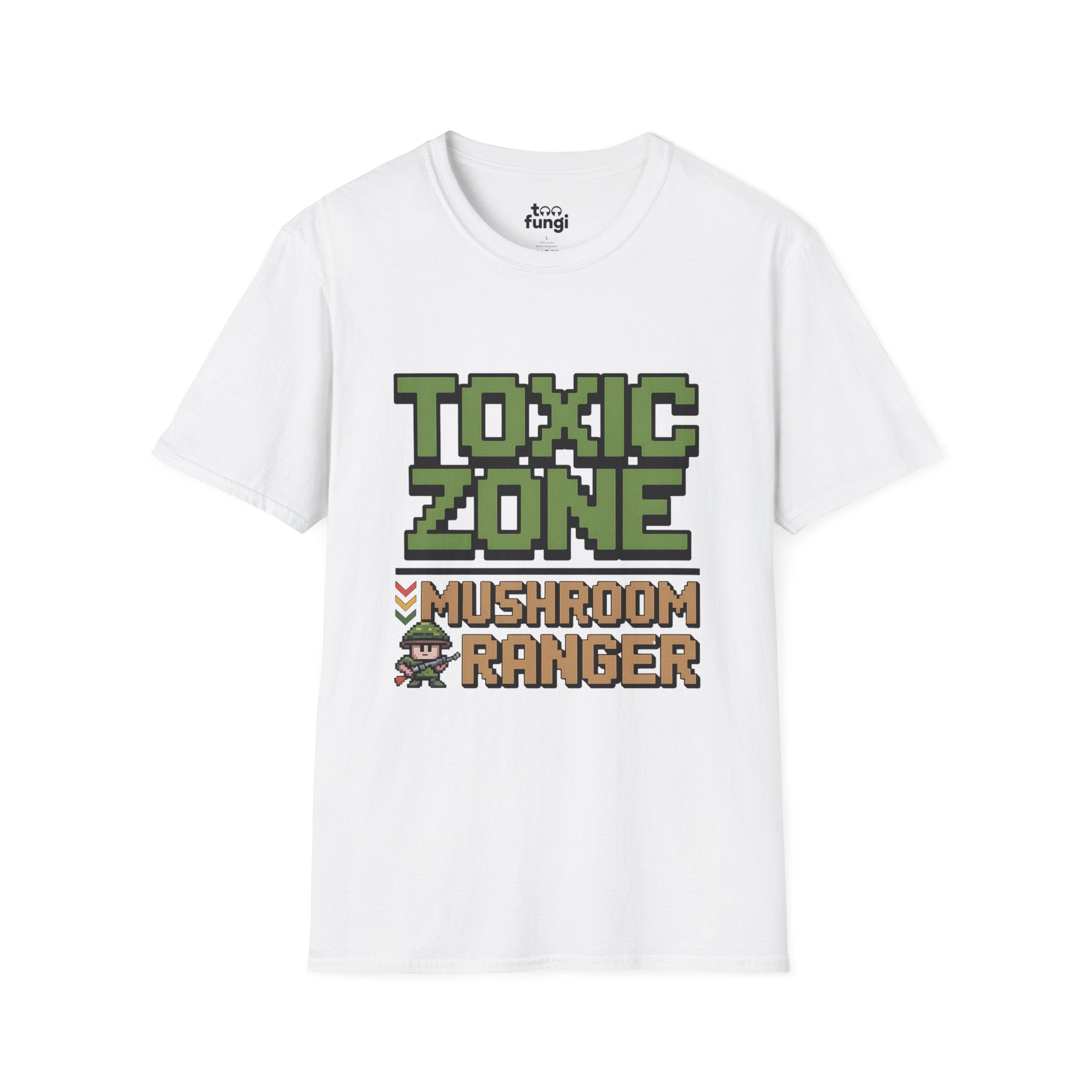 Toxic Zone Mushroom Ranger 8-Bit Hazmat Badge T-Shirt