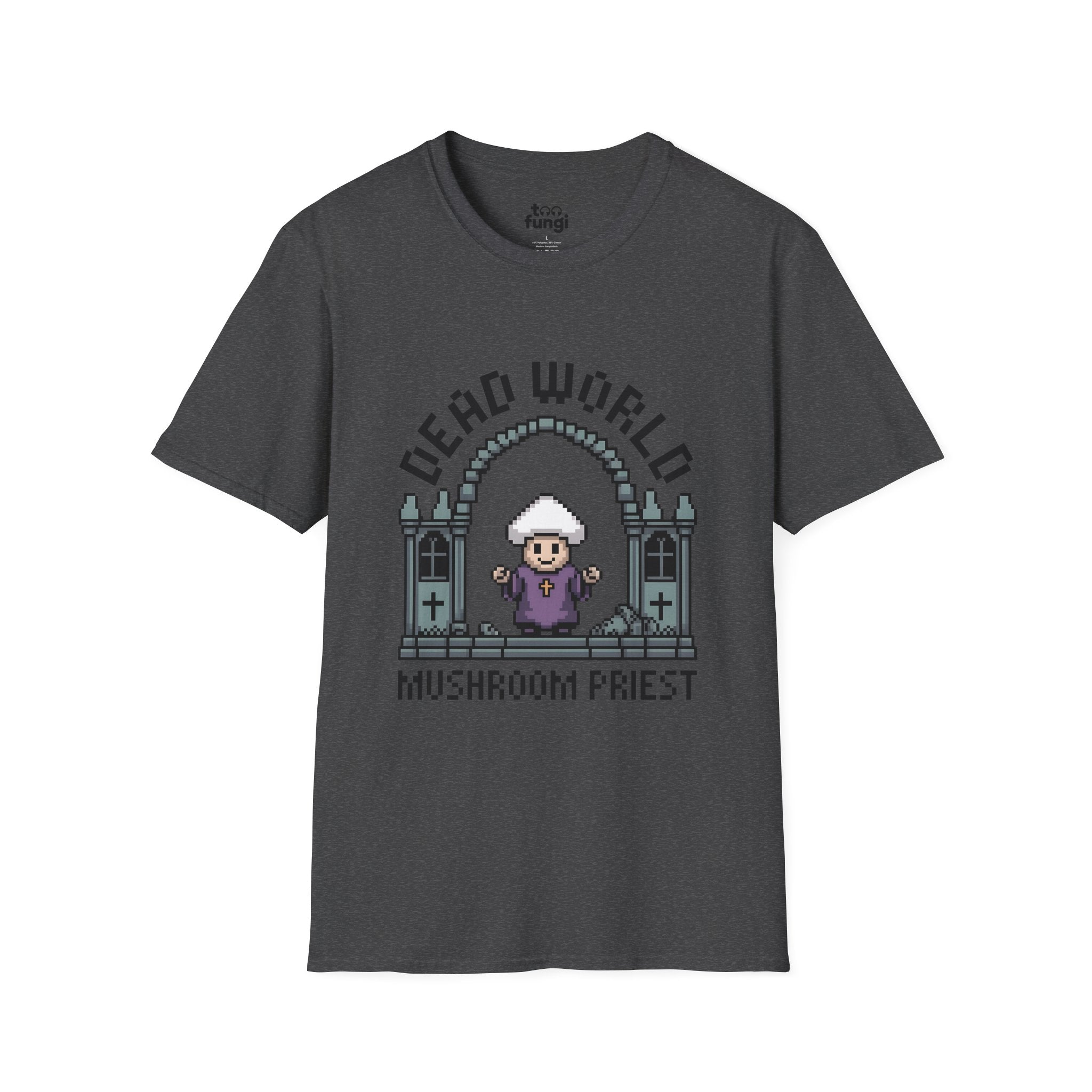 Dead World Mushroom Priest 8-Bit Gothic Badge T-Shirt