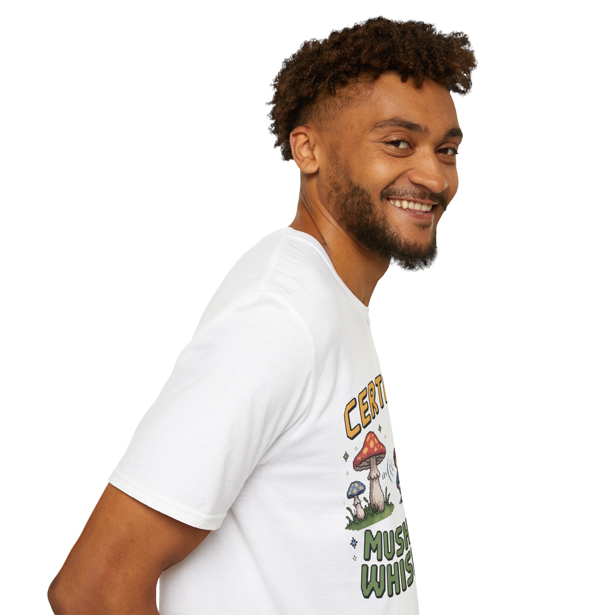 Certified Mushroom Whisperer 8-Bit Mystical Badge T-Shirt