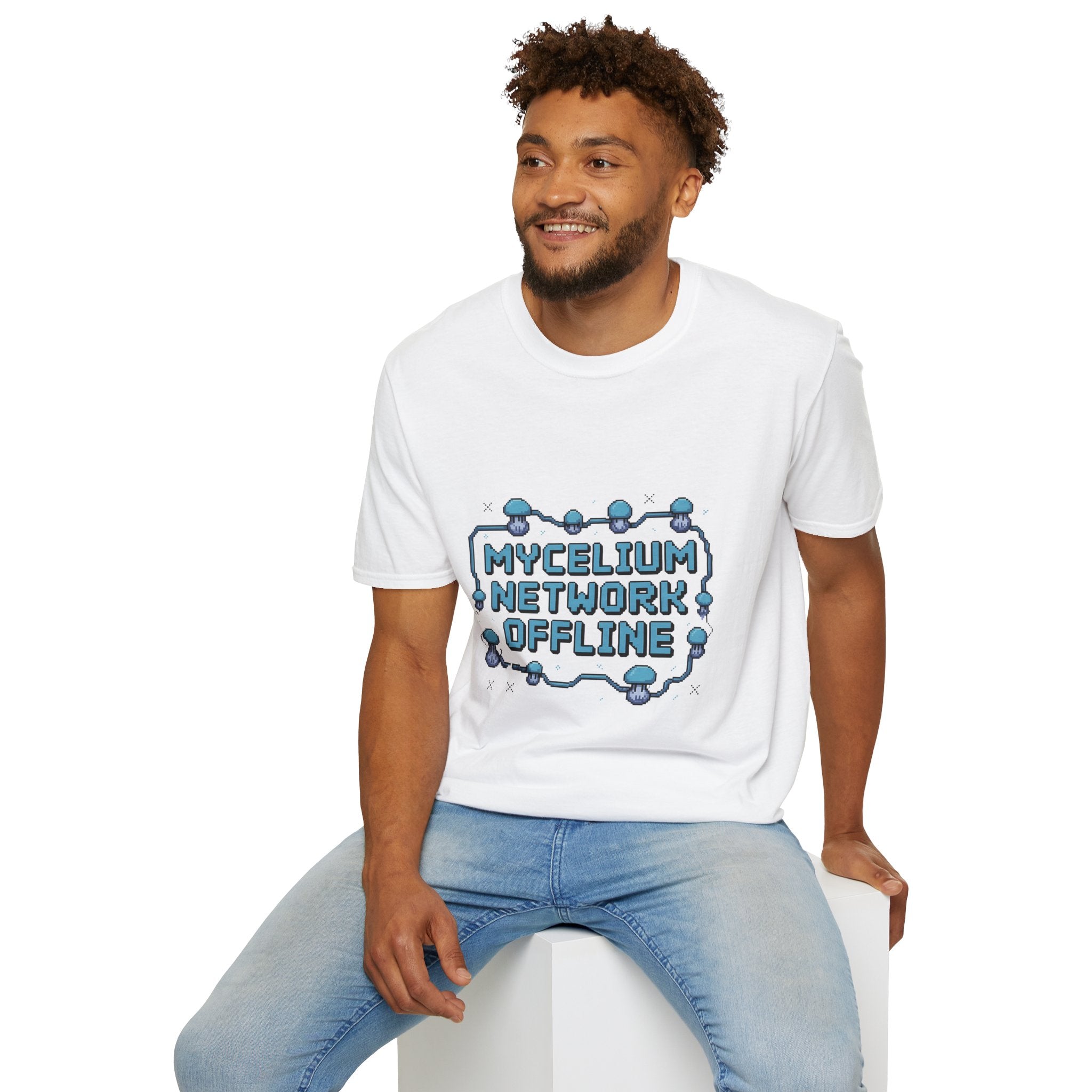 Mycelium Network Offline 8-Bit Tech Humor T-Shirt