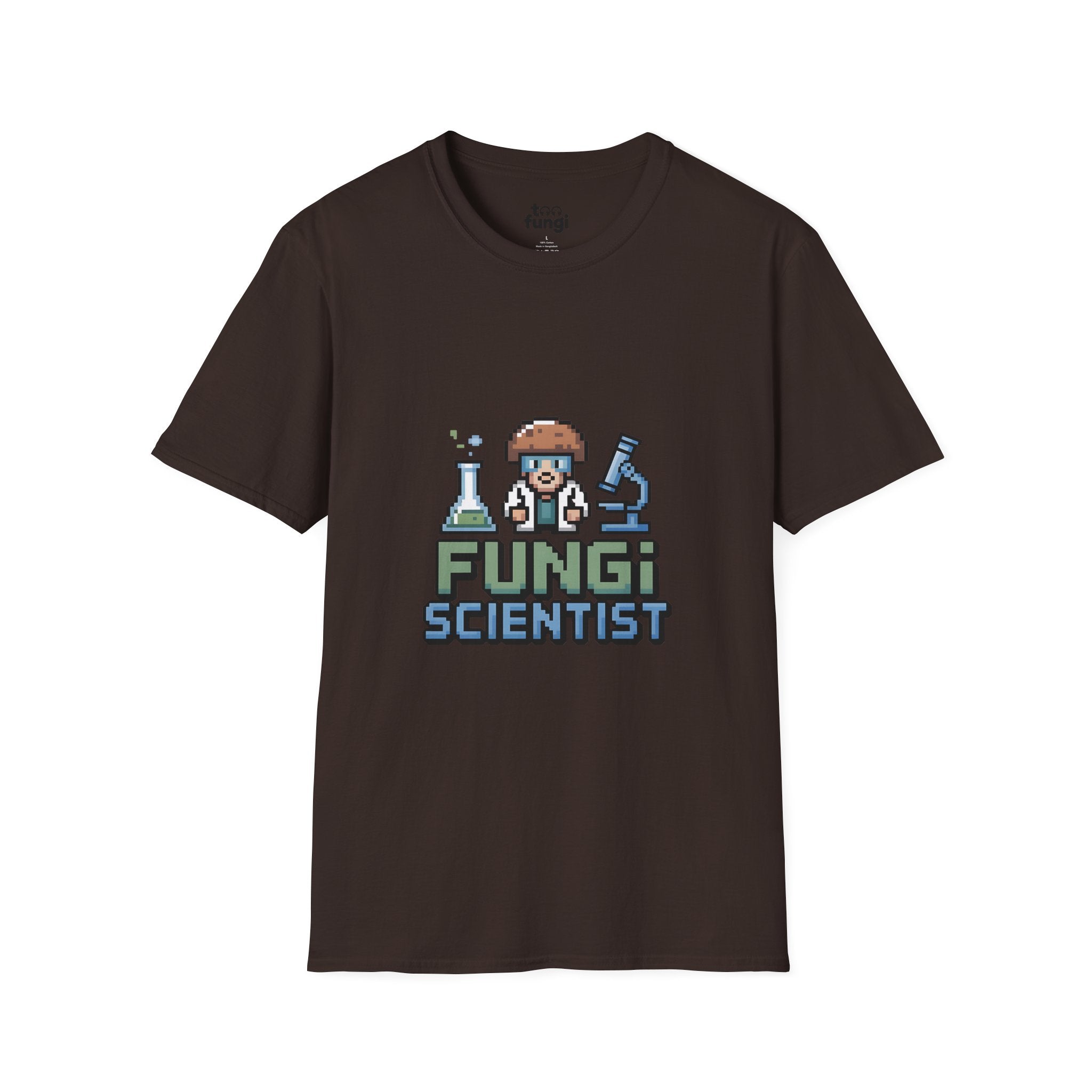 Fungi Scientist 8-Bit Laboratory Research Badge T-Shirt