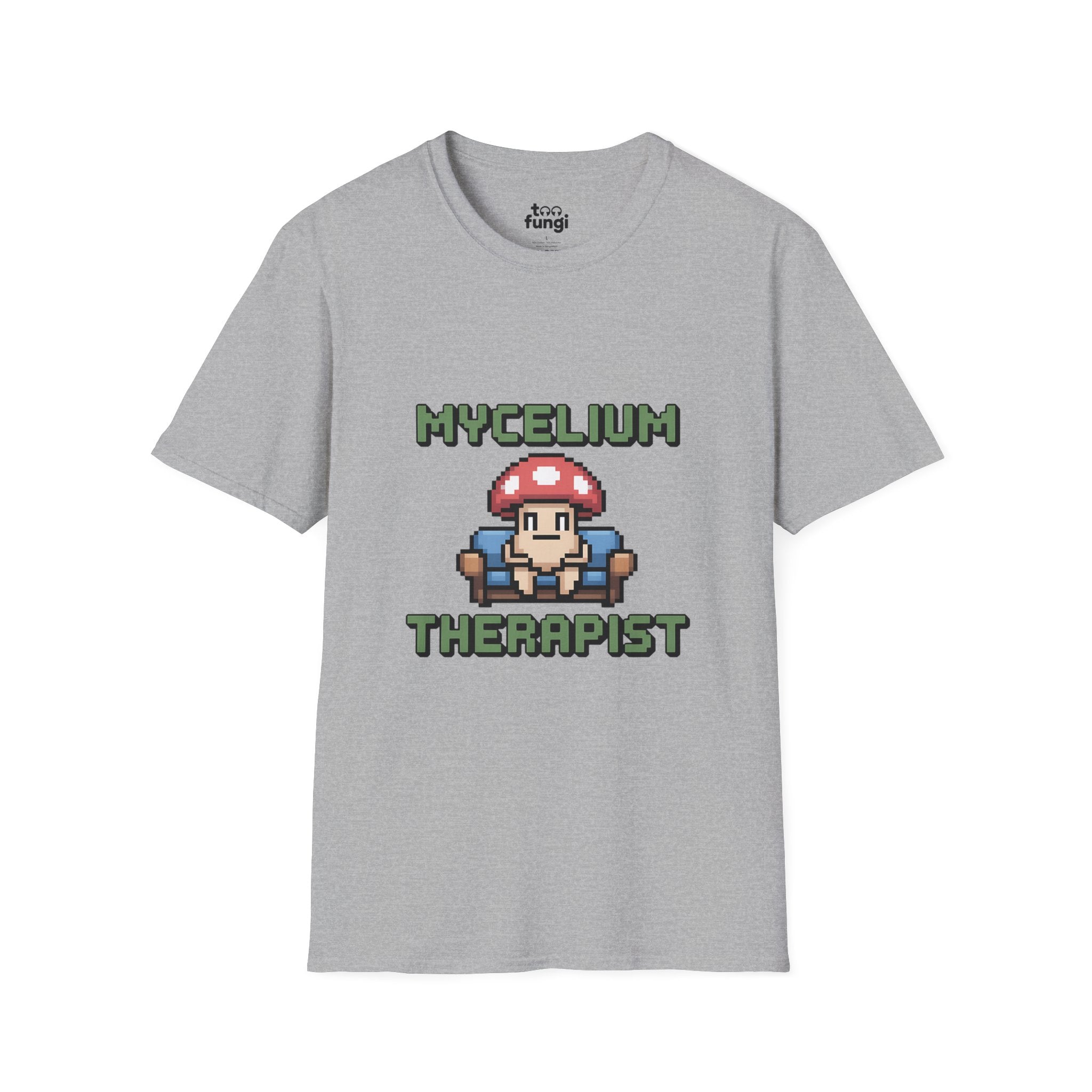 Mycelium Therapist 8-Bit Healing Network Badge T-Shirt