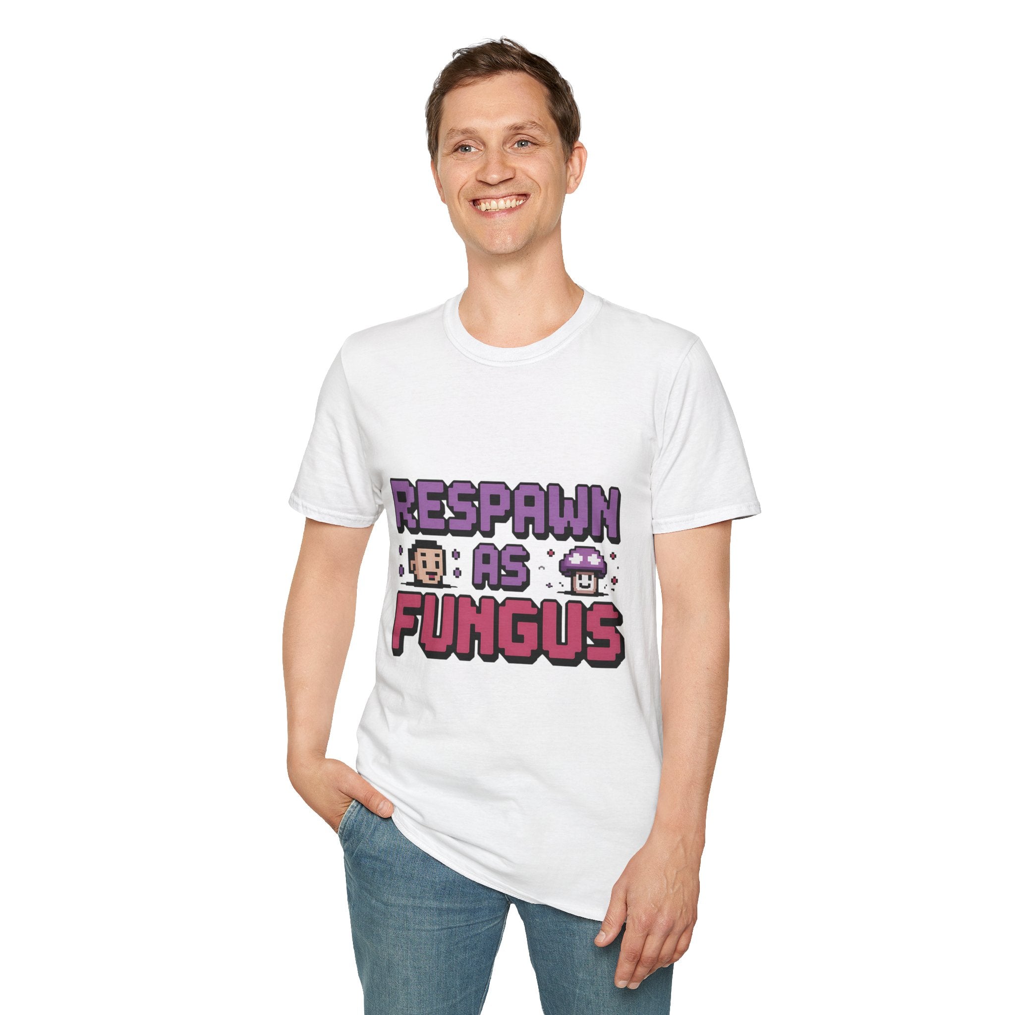 Respawn As Fungus 8-Bit Afterlife Gaming T-Shirt