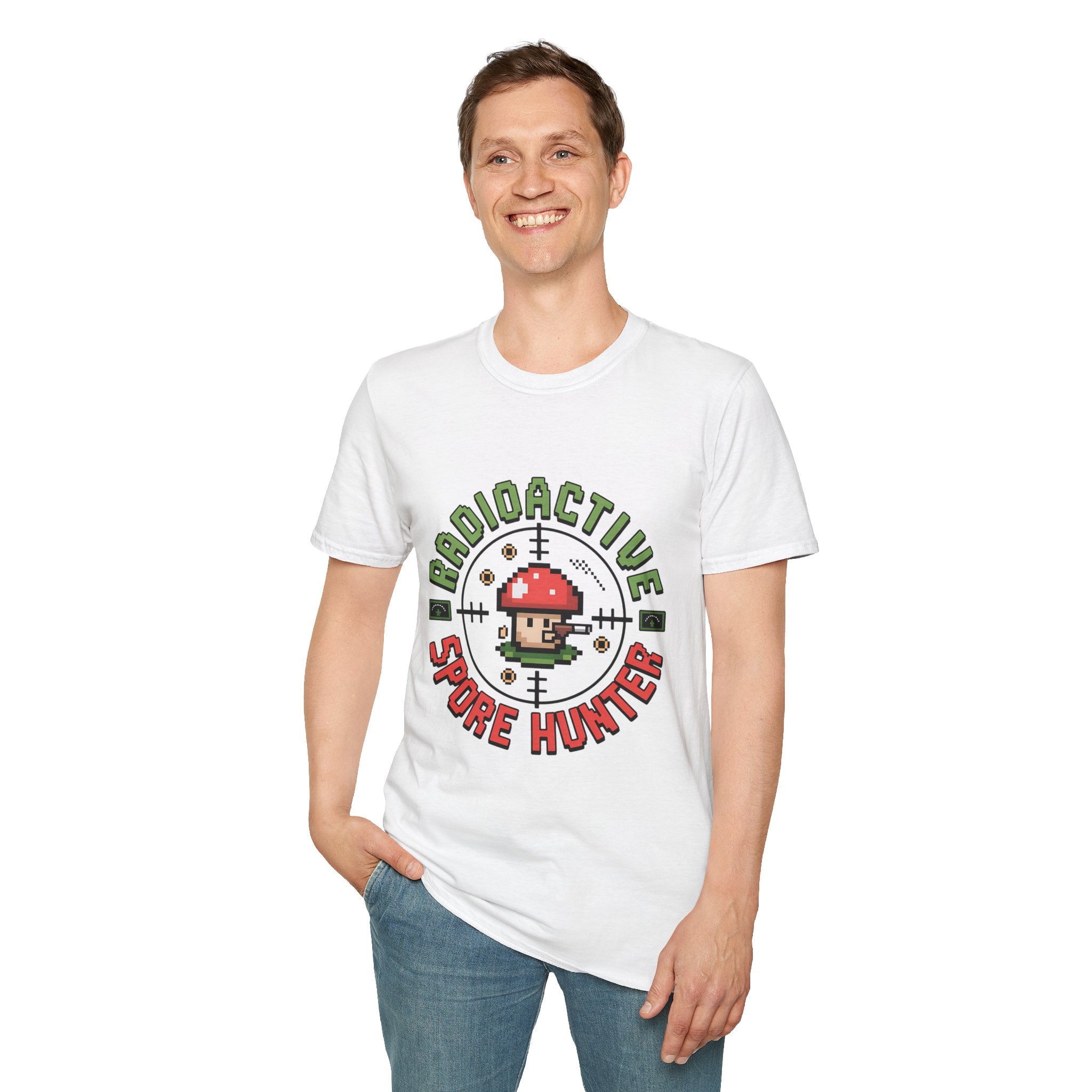 Bioactive Spore Hunter 8-Bit Research Badge T-Shirt