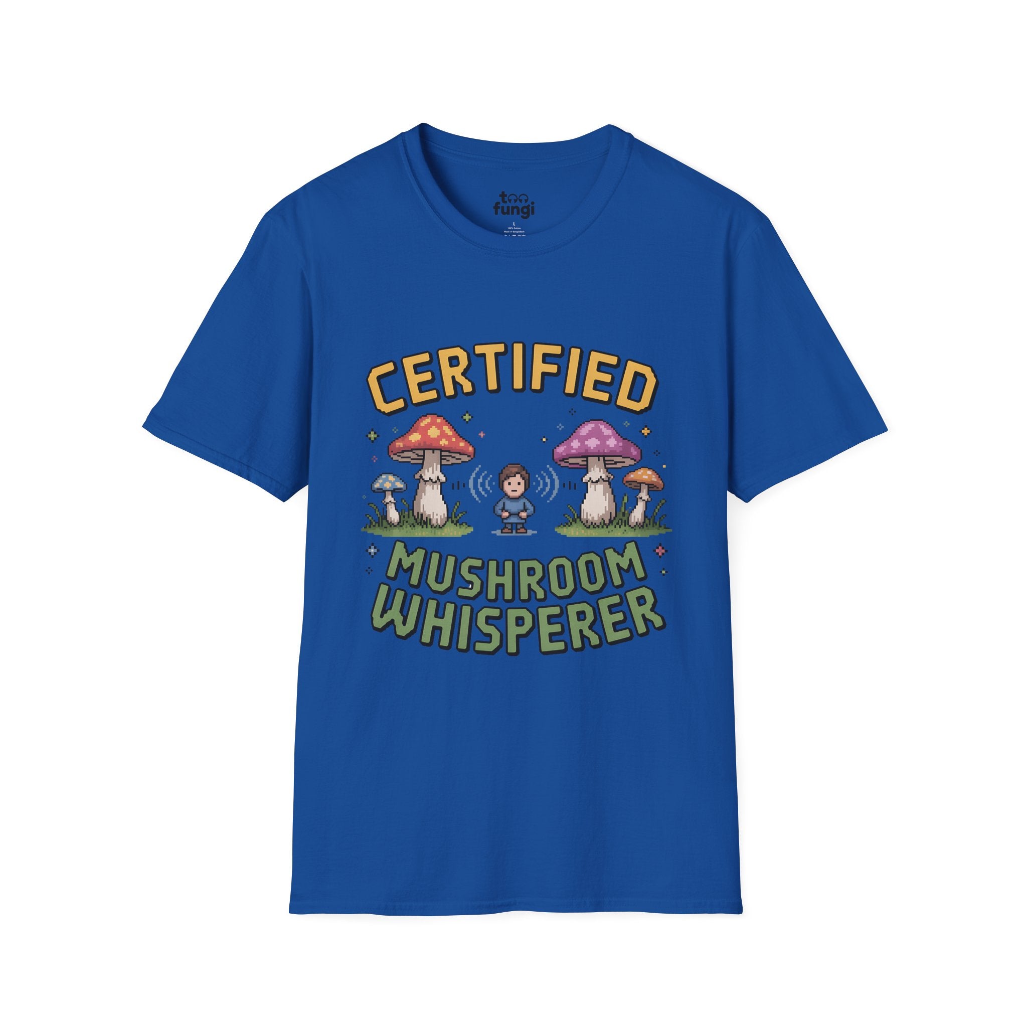 Certified Mushroom Whisperer 8-Bit Mystical Badge T-Shirt