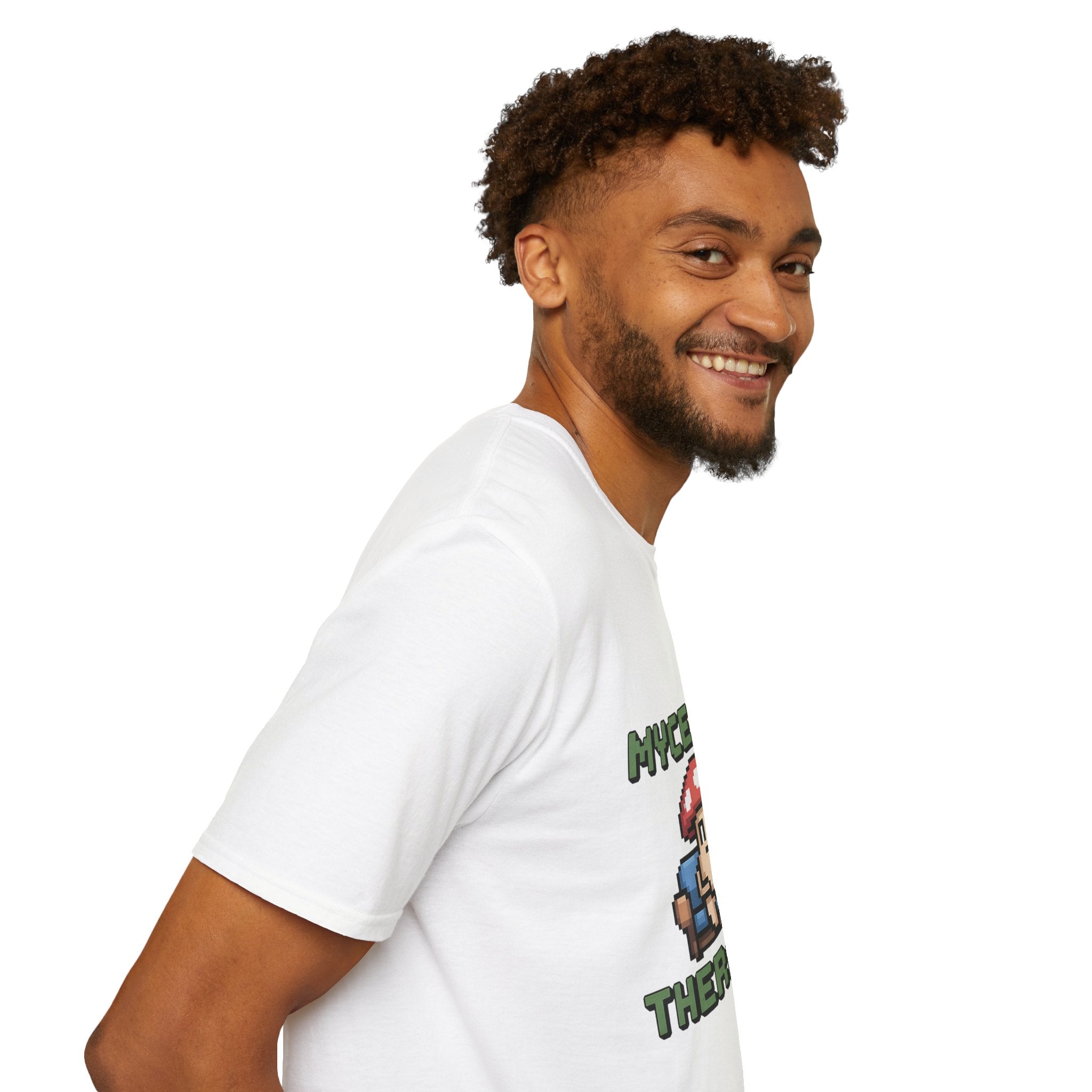 Mycelium Therapist 8-Bit Healing Network Badge T-Shirt