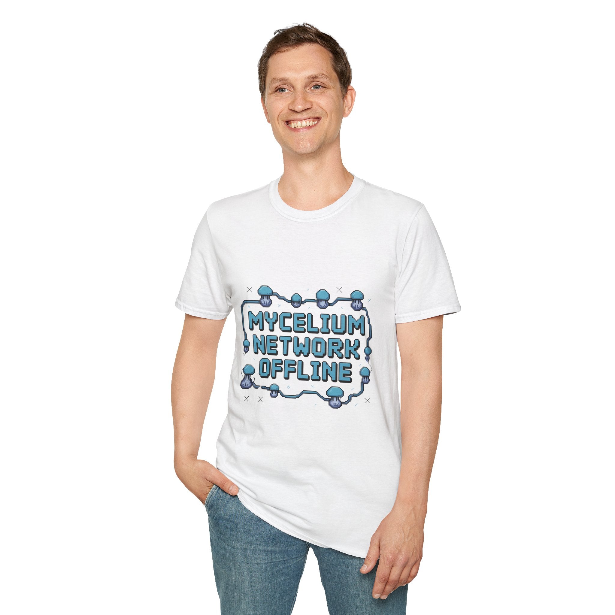 Mycelium Network Offline 8-Bit Tech Humor T-Shirt