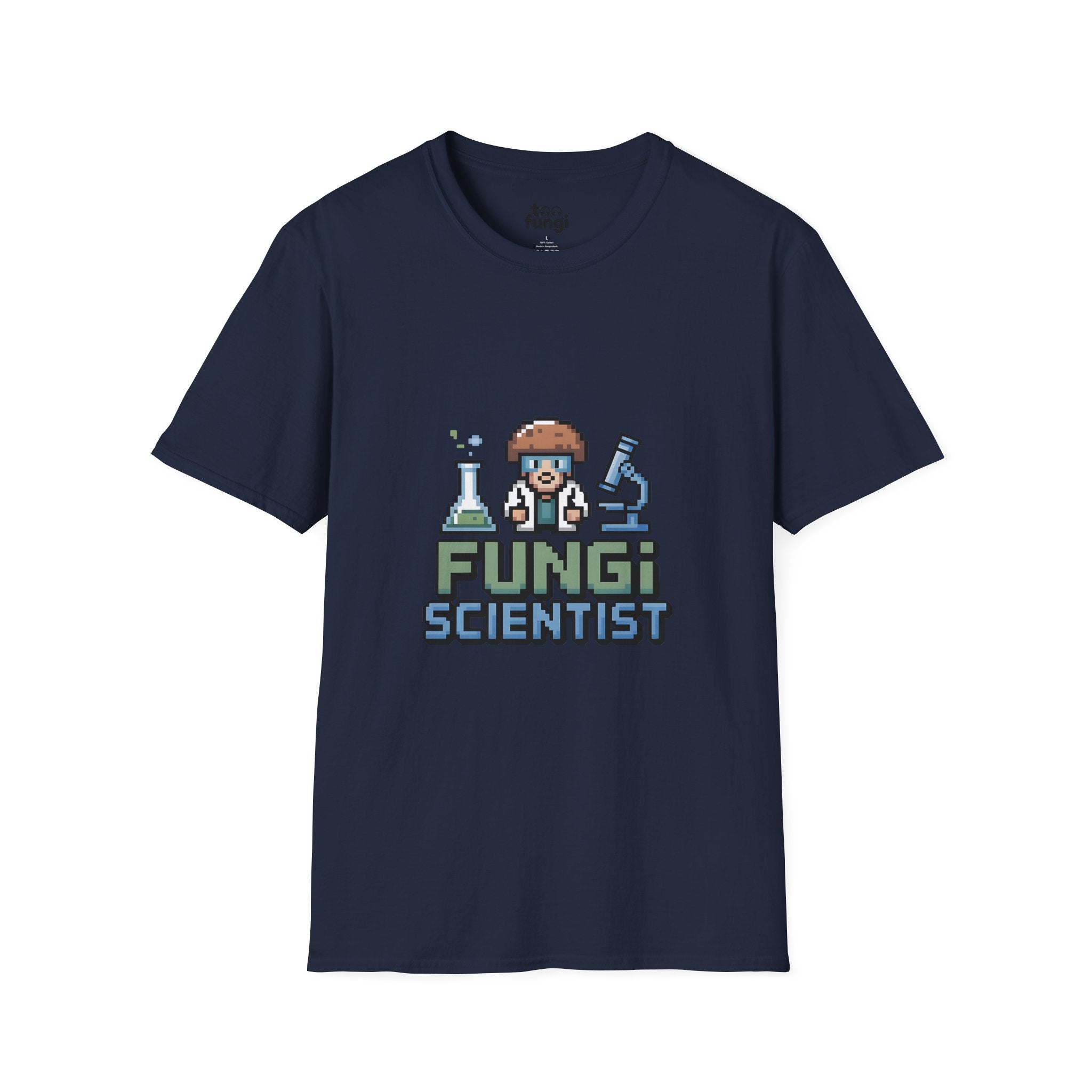 Fungi Scientist 8-Bit Laboratory Research Badge T-Shirt
