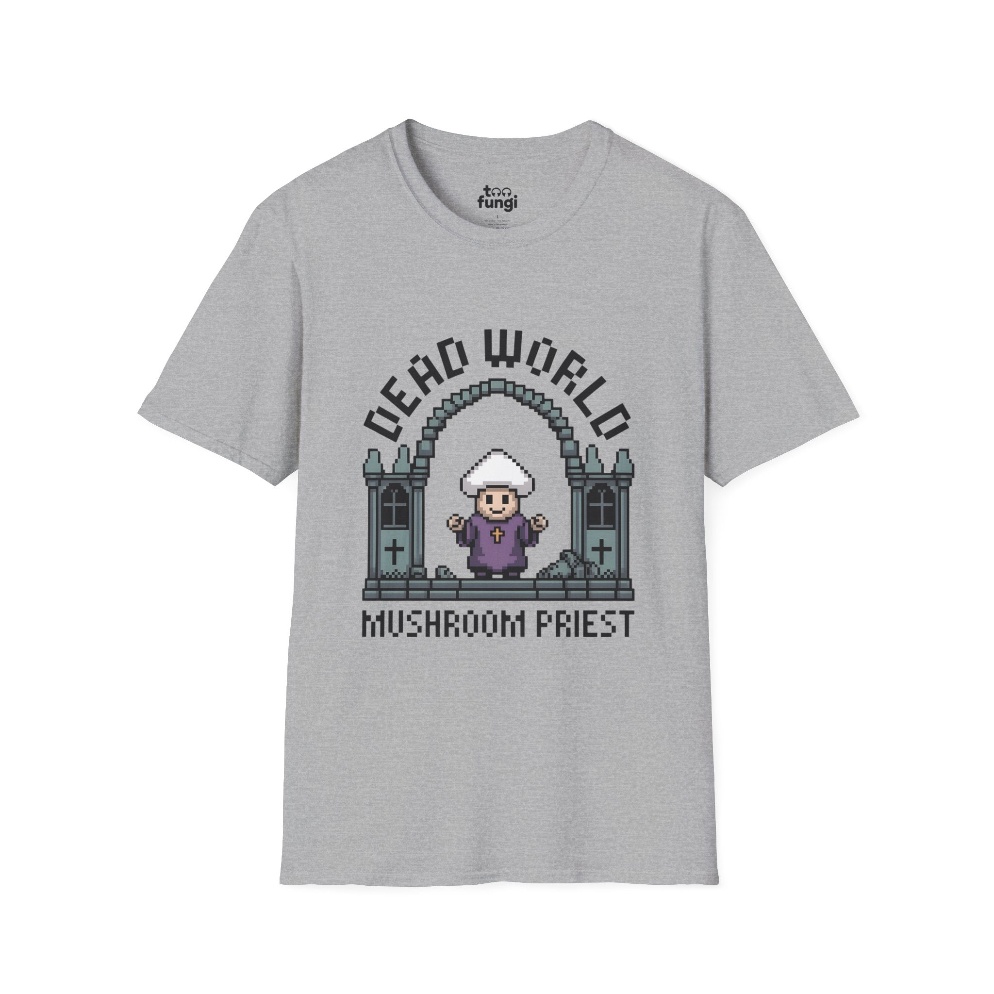 Dead World Mushroom Priest 8-Bit Gothic Badge T-Shirt