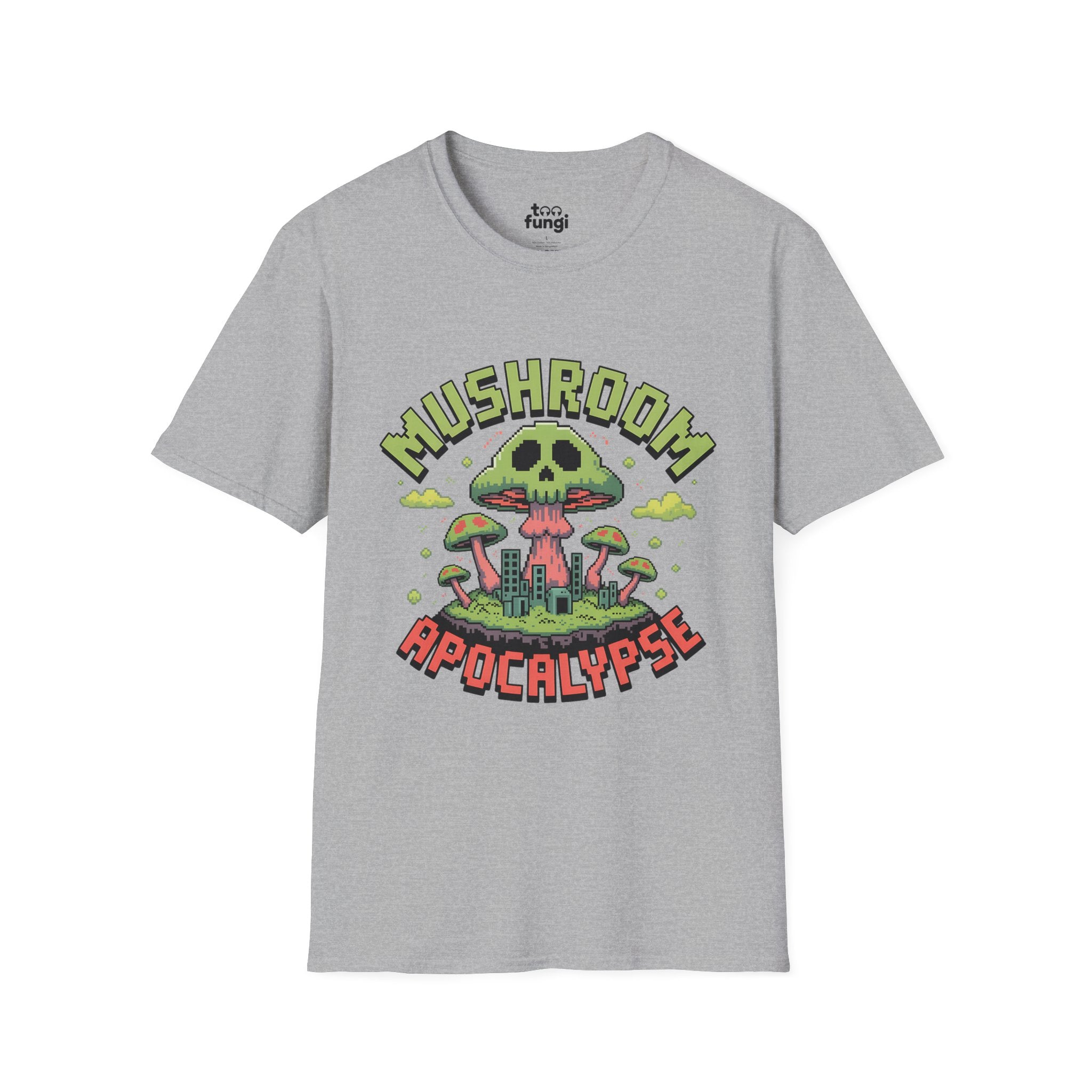 Mushroom Apocalypse 8-Bit Survival Badge T-Shirt