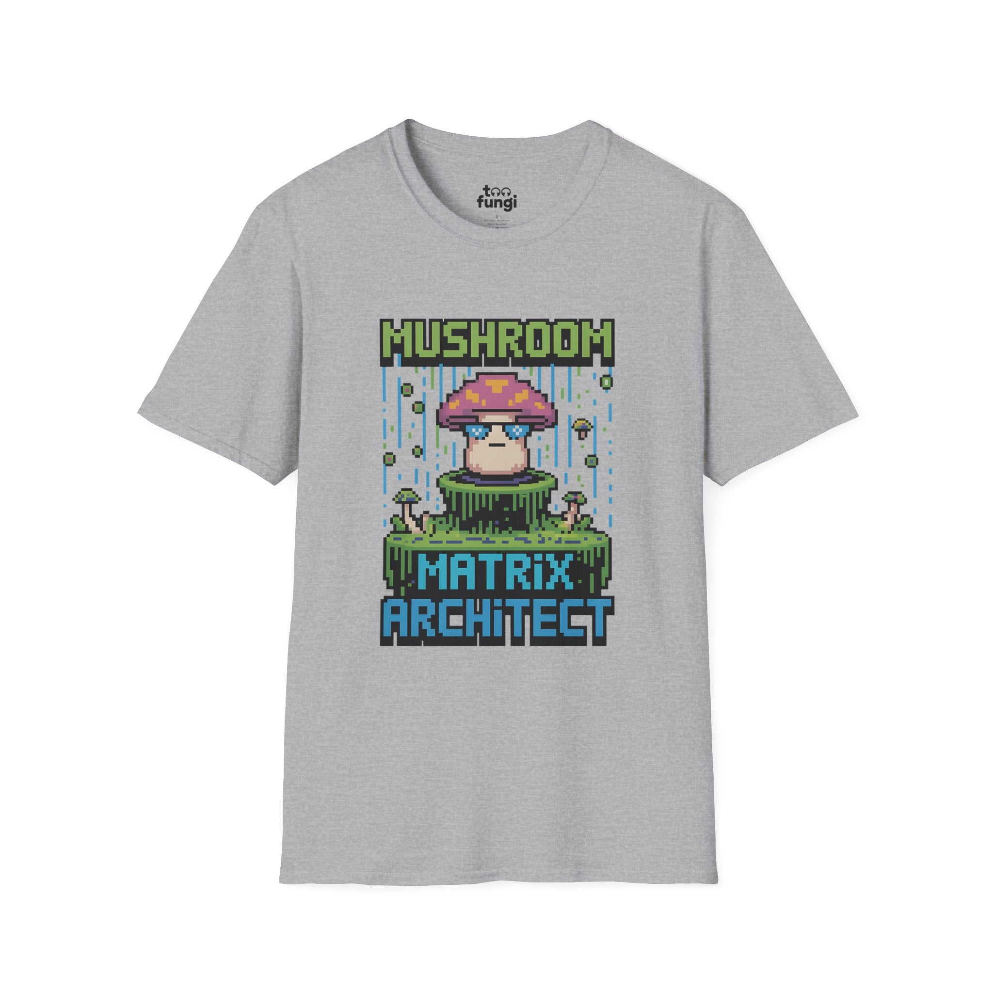 Mushroom Matrix Architect 8-Bit Cyberpunk T-Shirt